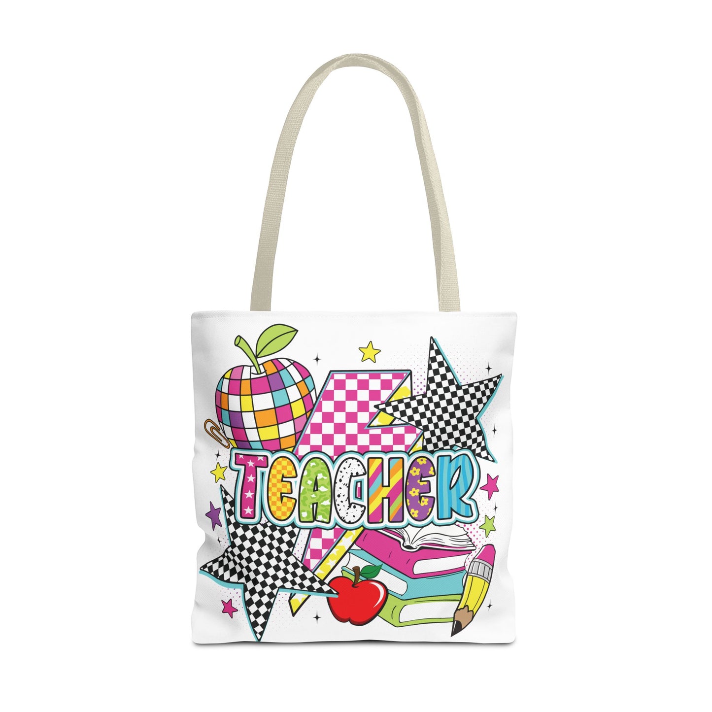 🌟 Bright Teacher Stars Tote – Bold Style for the Best in Class 🍎