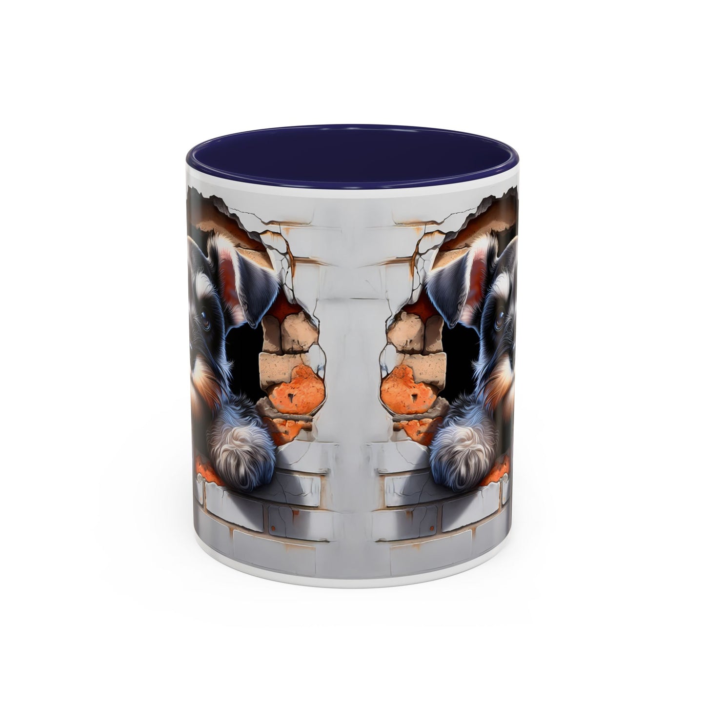 🎀🐶 Schnauzer Puppy Accent Mug – Cute Peek-Through Dog Design for Animal Lovers ☕💖
