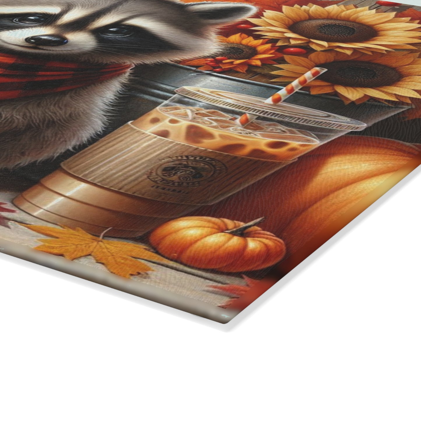 🦝 Autumn Raccoon Cutting Board – Cozy Fall Charm for Your Rustic Kitchen