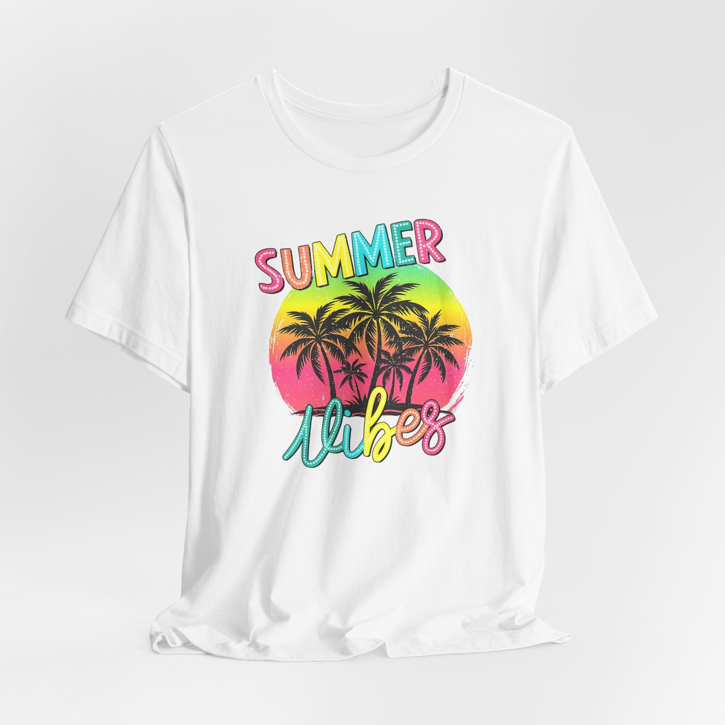Camiseta Summer Vibes – Camiseta estampada de palmera en blanco | Camiseta de verano para mujer | Solo en blanco