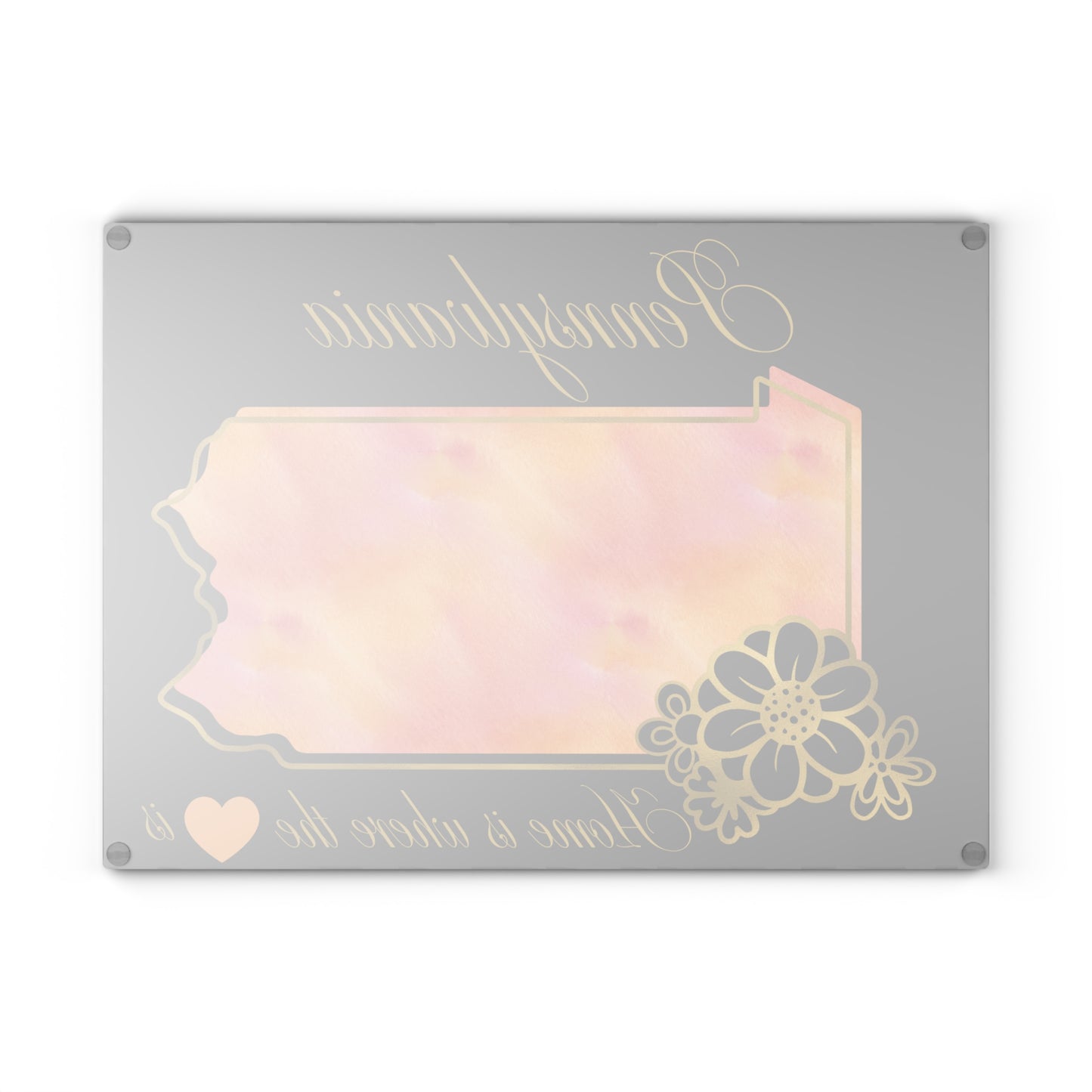 🧡 Pennsylvania State Cutting Board – Warm Peach Tones & Elegant State Pride