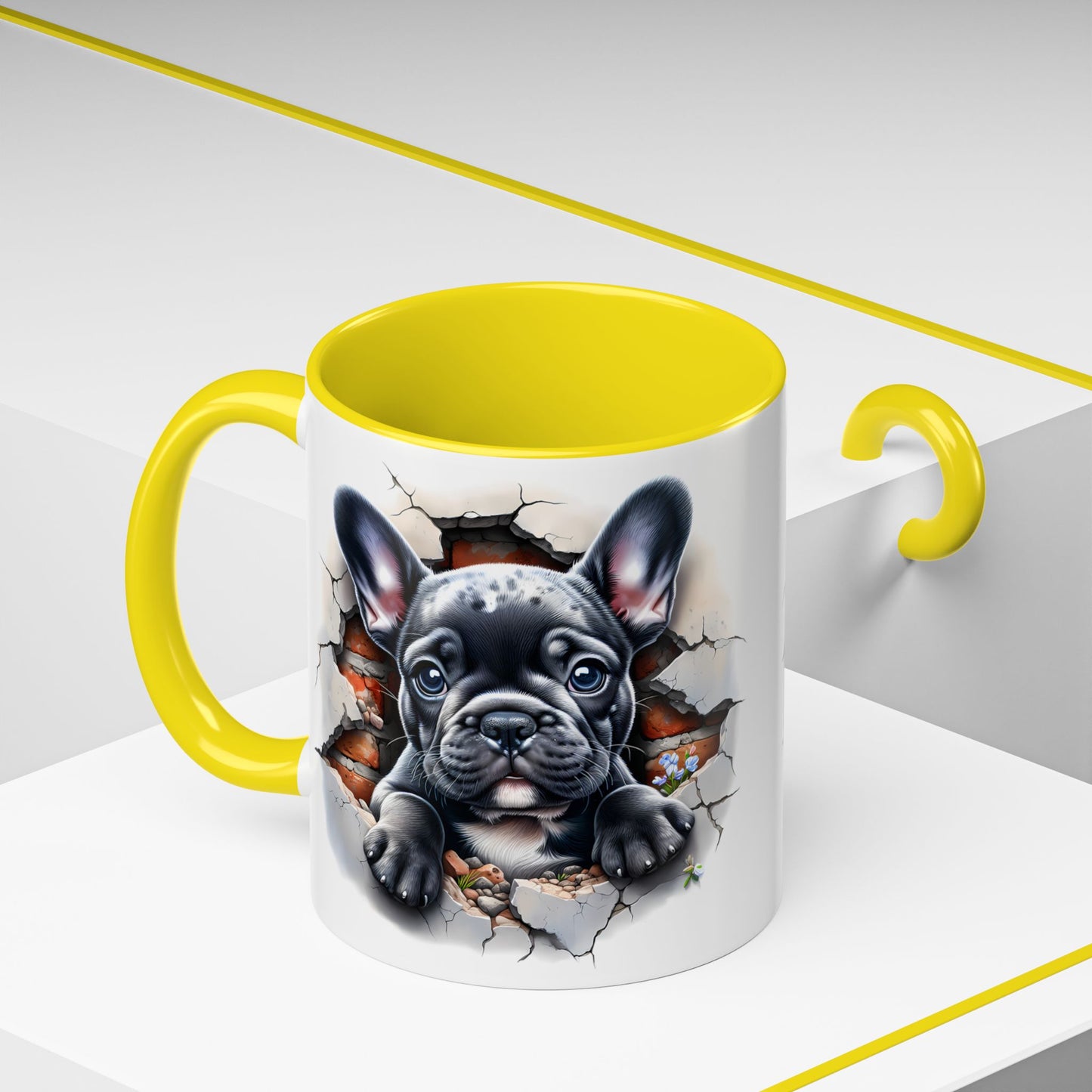 🐾🖤 Black French Bulldog Puppy Accent Mug – Cute Peek-Through Cup for Dog Lovers ☕✨