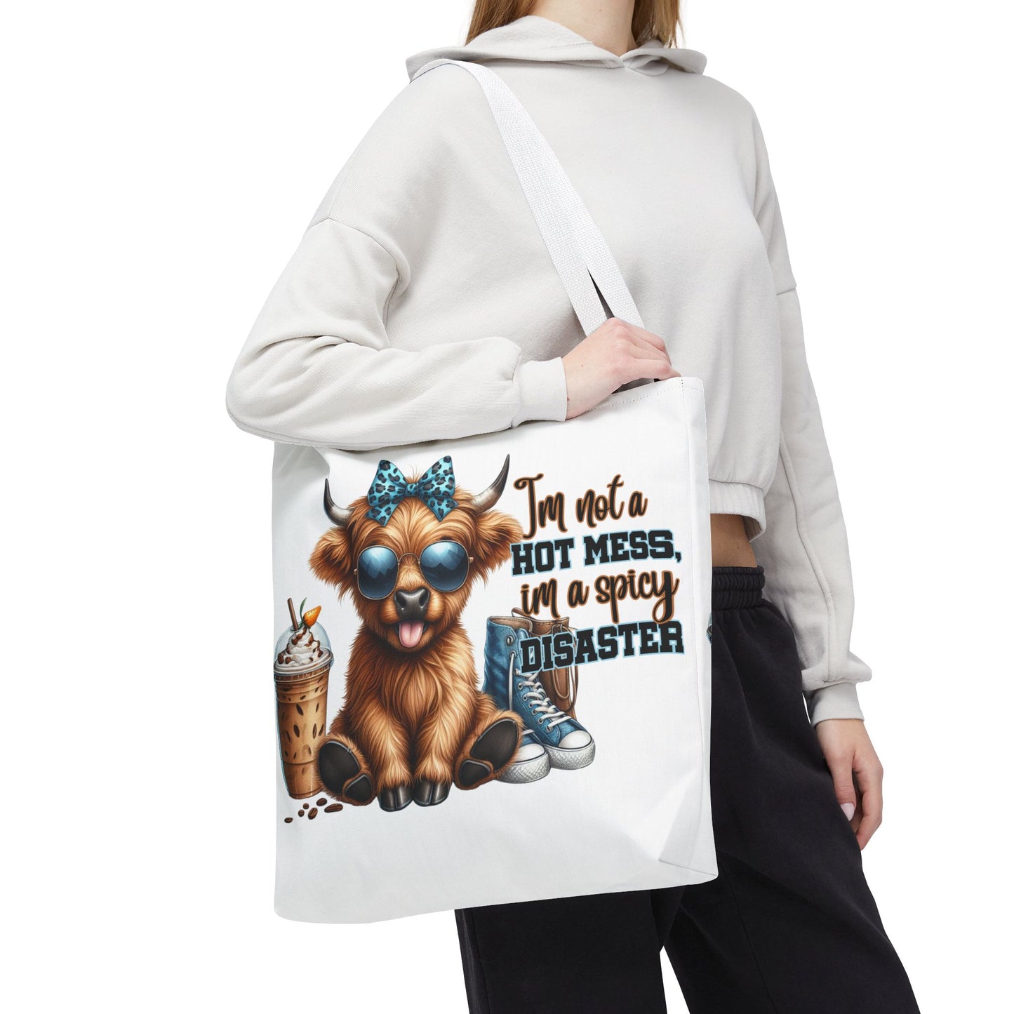 Bolsa de tela Highland Cow: «No soy un desastre picante, soy un desastre picante».