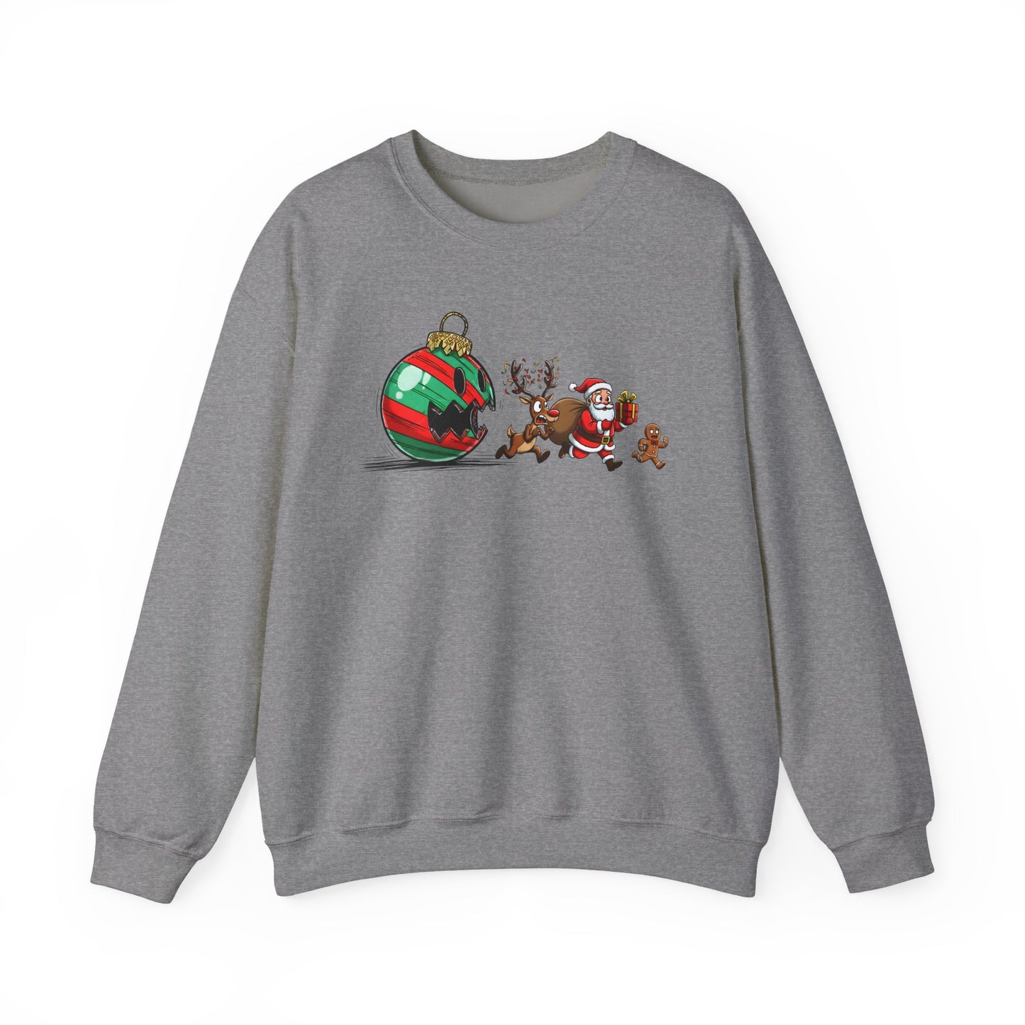🎄🎅 Santa’s Great Ornament Escape Sweatshirt – Funny Christmas Crewneck for Holiday Laughs