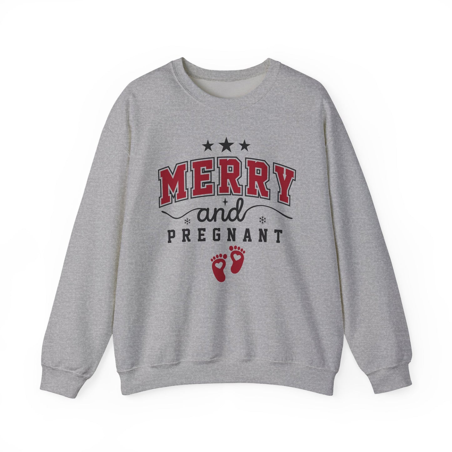 🎄👣 Merry Little Kicking Feet Christmas Maternity Sweatshirt – Cute Holiday Pregnancy Crewneck
