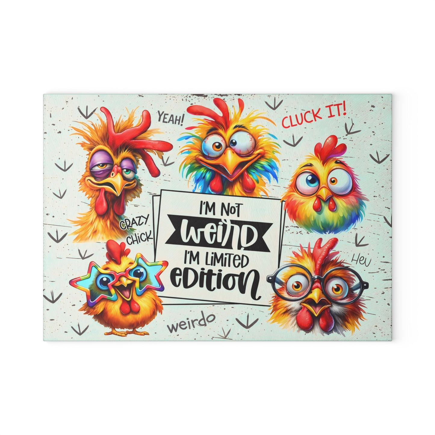 Funny Chicken Glass Cutting Board – I’m Not Weird Limited Edition Kitchen Decor