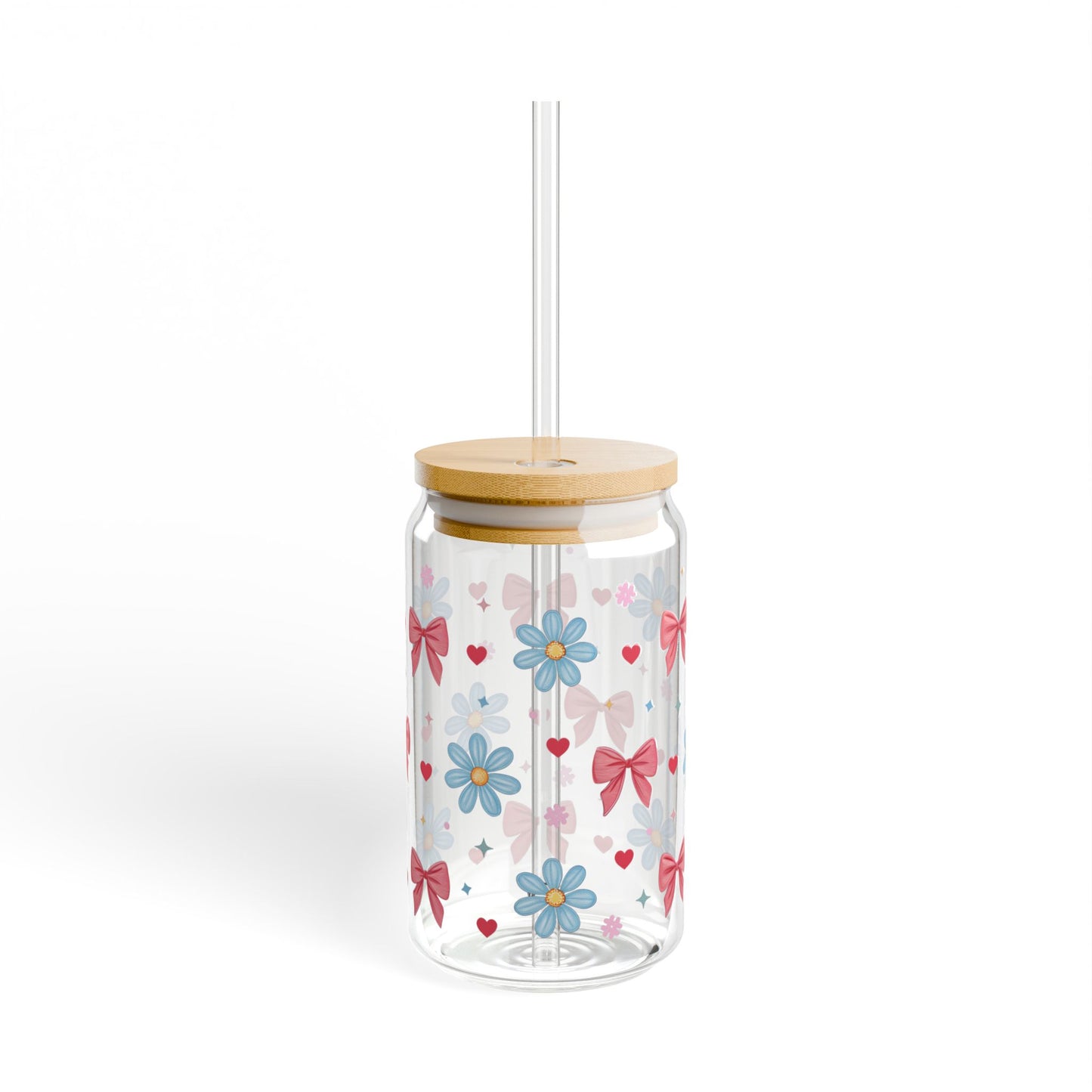 🌸🎀 Bows & Blossoms Sipper Glass – Sweet 16oz Sips with a Touch of Whimsy 🍹