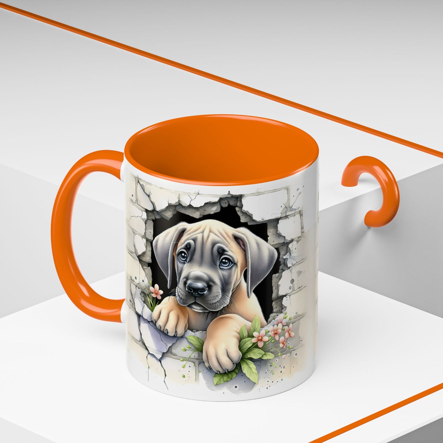 🐾 Great Dane Puppy Accent Mug – Sweet Peek-Through Puppy Design ☕💛