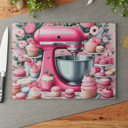🌸💖 Pink Kitchen Mixer Cutting Board – Whimsical Baking Charm for Your Kitchen 🍰✨