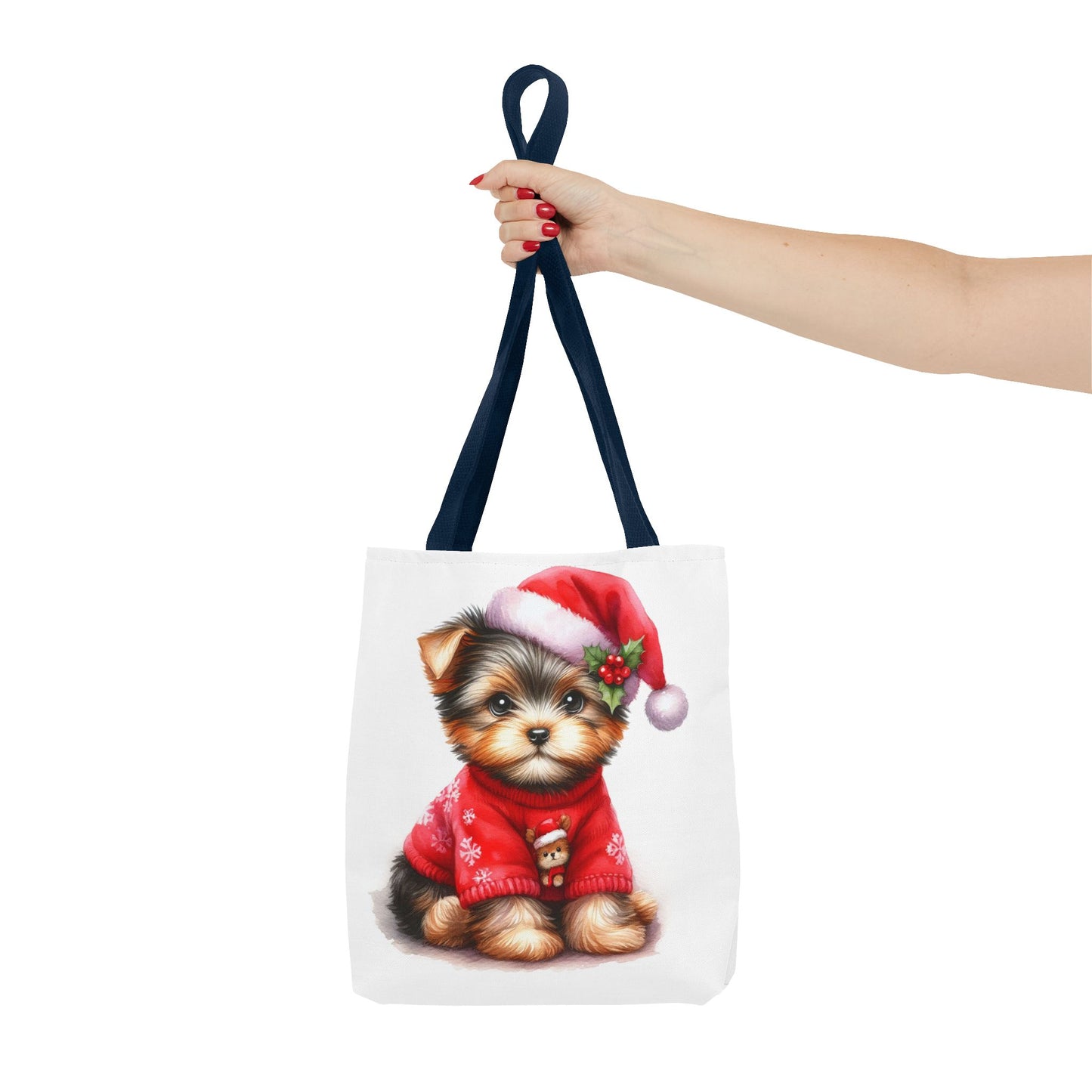 🎄 Santa Yorkie Christmas Tote Bag – Holiday Cheer in Every Stitch 🐾