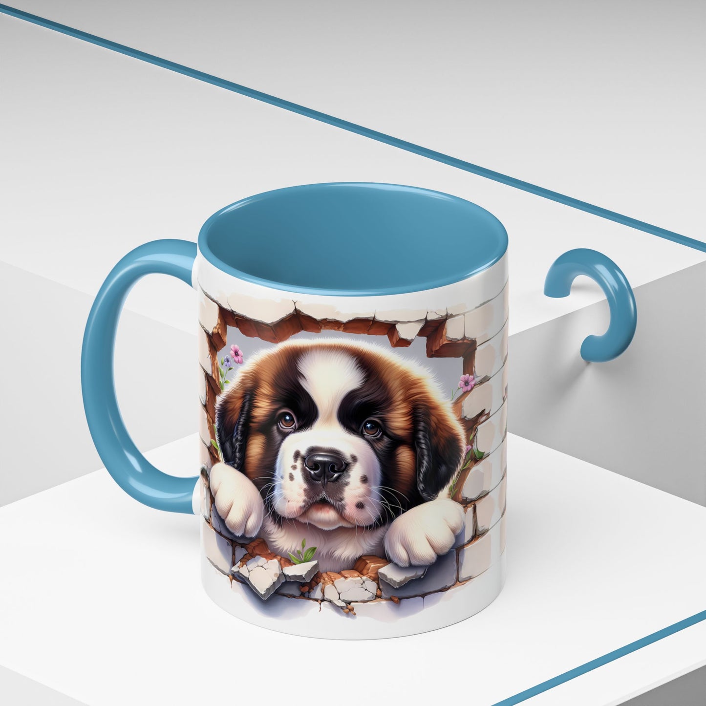 🐾☕ St. Bernard Puppy Peek Accent Mug – Gentle Giant Pup Lover Gift ✨❤️