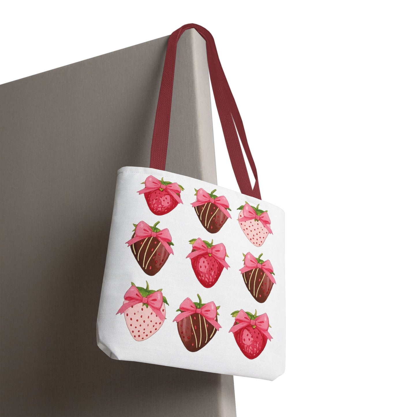 🍓 Chocolate-Covered Strawberry Tote Bag – Sweet, Stylish & Practical 🍫