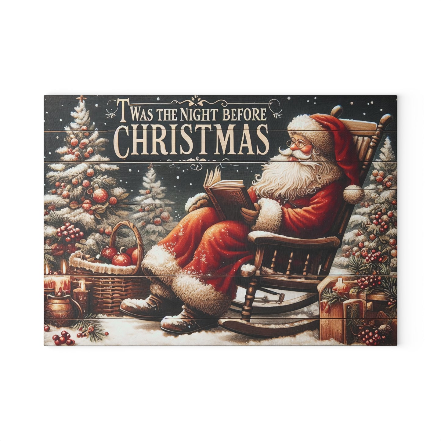 🎅✨ ’Twas the Night Before Christmas Santa Cutting Board – Cozy Holiday Magic for Your Kitchen 🎄🔥