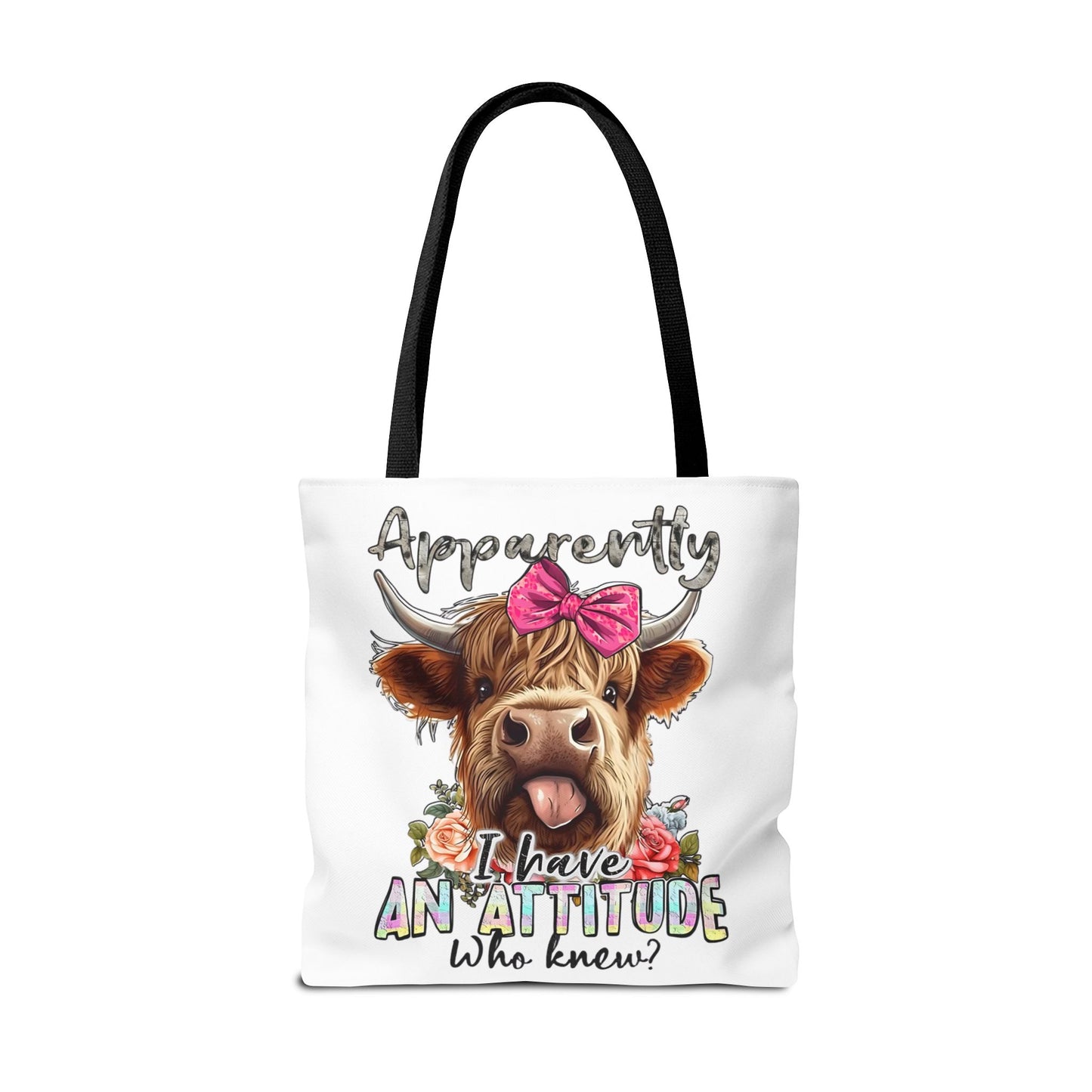 🐄 Al parecer, tengo actitud: bolso tote Sassy Cow con lazo rosa 🌸