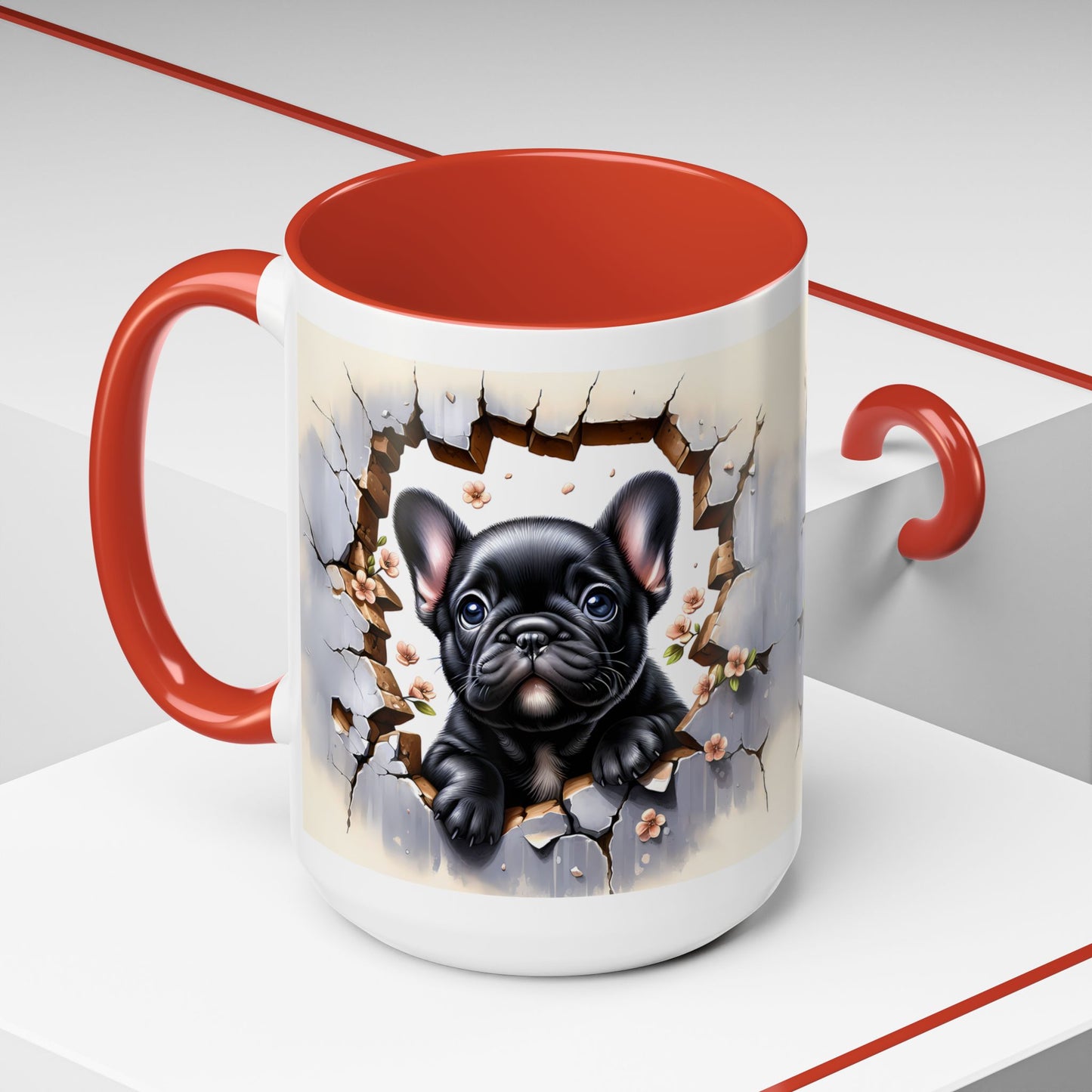 🐾☕ Black French Bulldog Puppy Accent Mug – Cute Breakthrough Pup Design ✨
