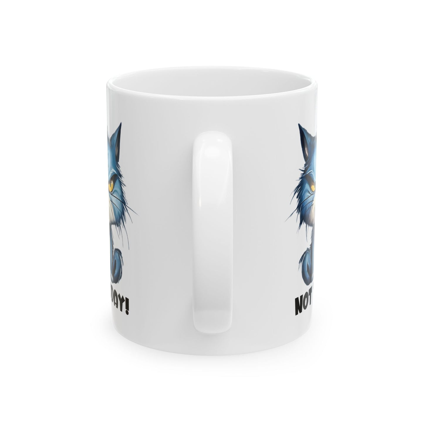 😾 Hoy no – Taza de gato azul gruñón para mañanas de buen humor