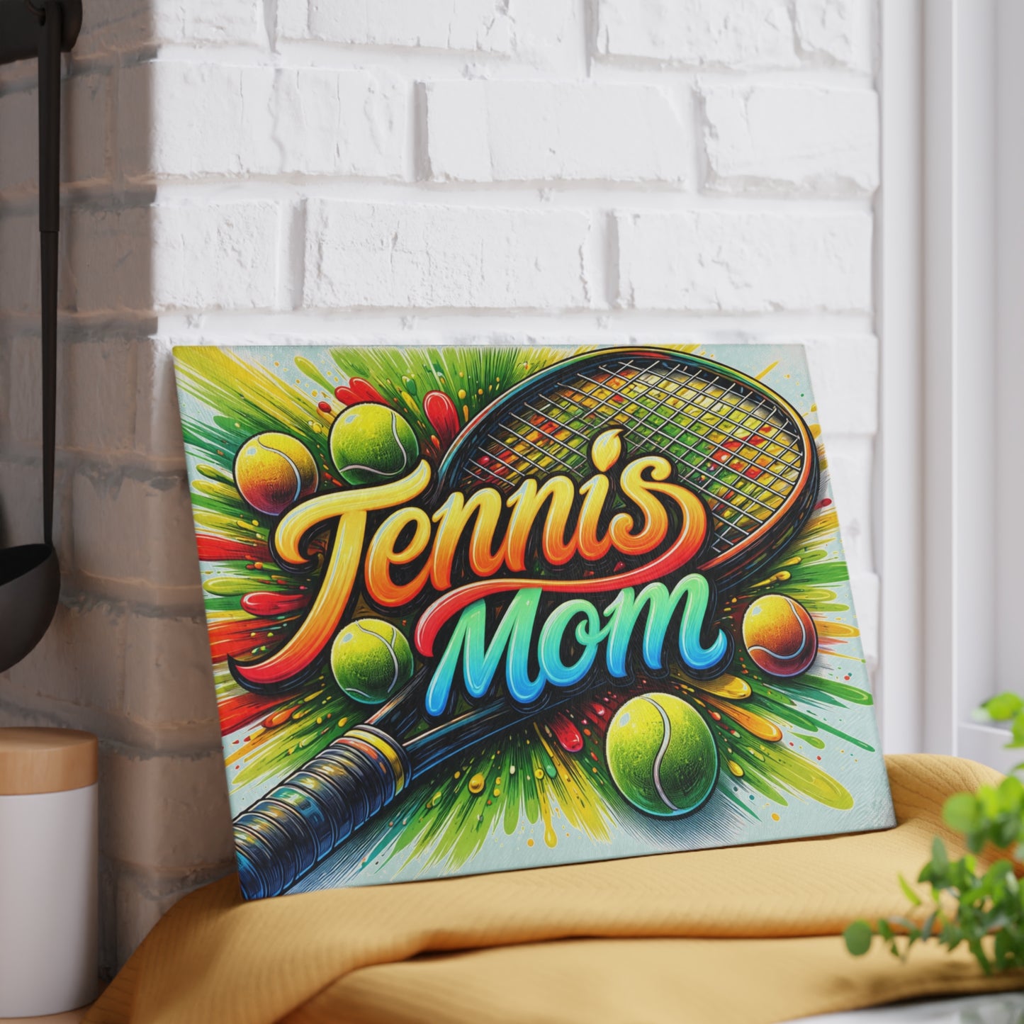 Tennis Mom Cutting Board – Colorful Splash for Your Kitchen
