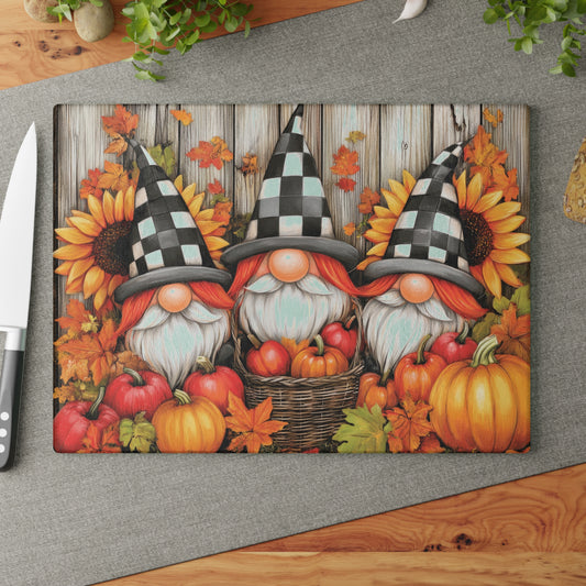 🎃 Autumn Gnome Trio Cutting Board – Harvest Cheer with a Whimsical Twist 🧙‍♂️🌻