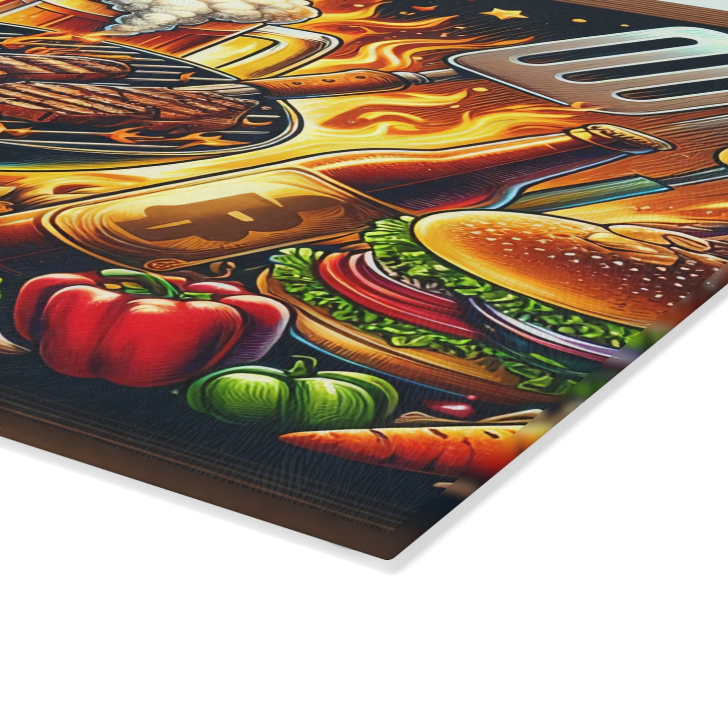 BBQ Master Glass Cutting Board – Bold Grill Style for Backyard Cooking