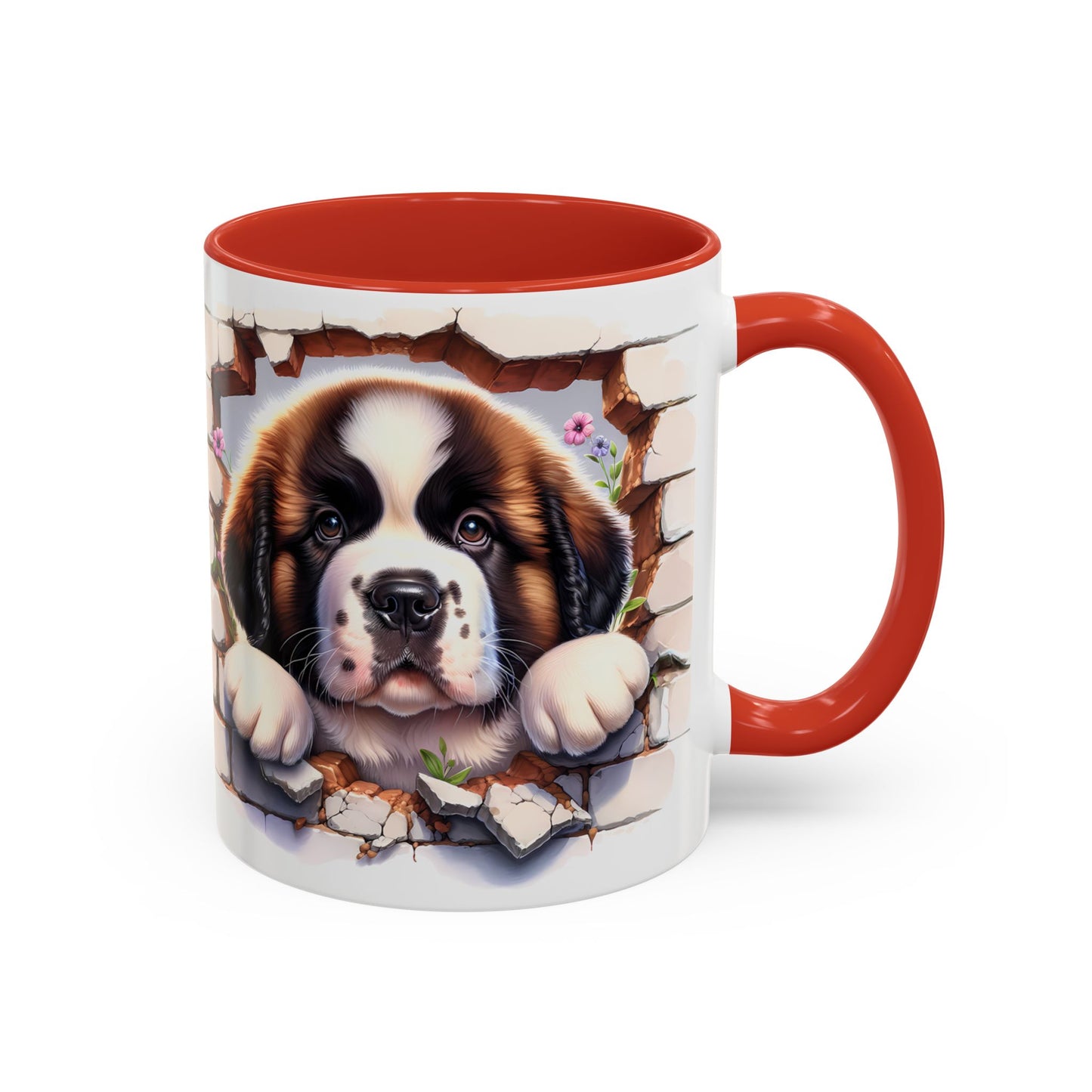 🐾☕ St. Bernard Puppy Peek Accent Mug – Gentle Giant Pup Lover Gift ✨❤️