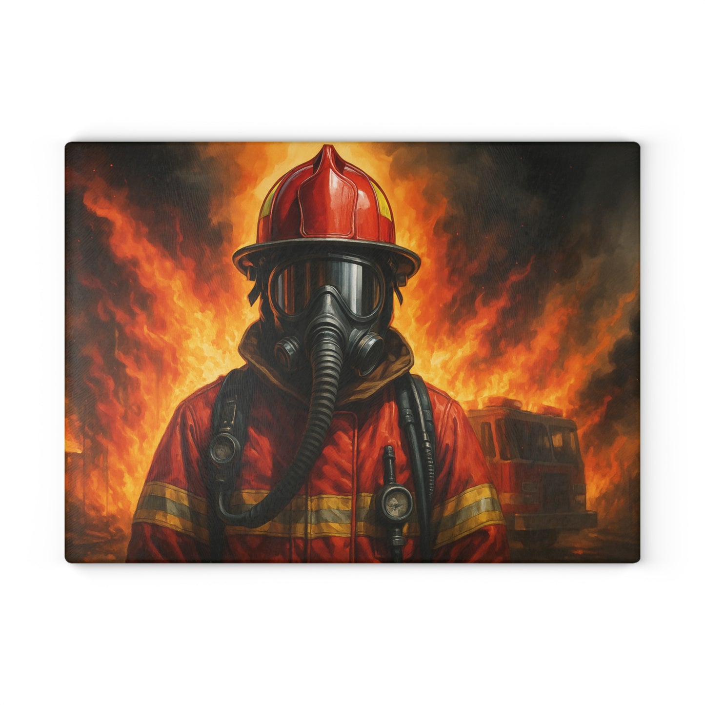 Firefighter Portrait Cutting Board – Strength, Courage, and Honor