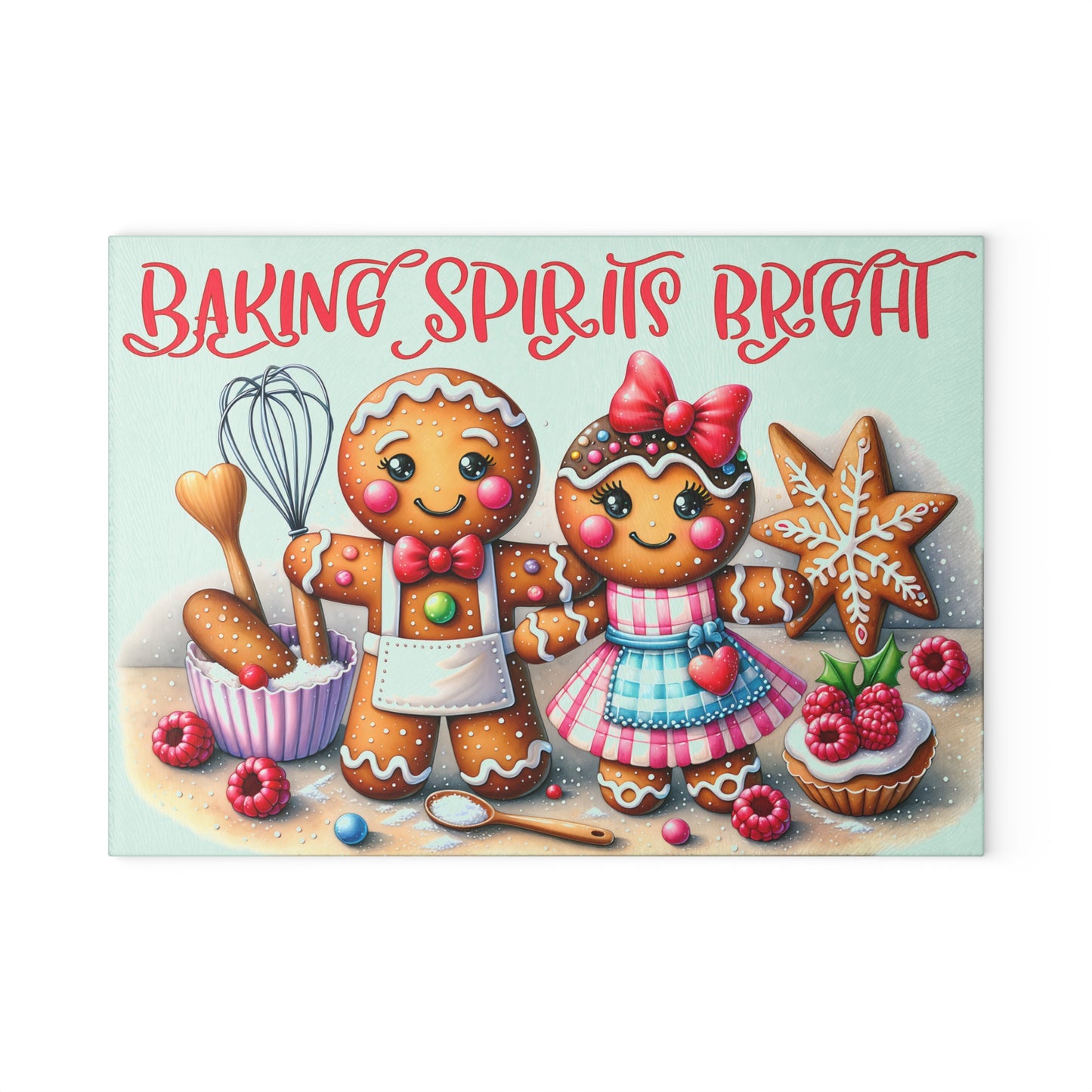🍪✨ Baking Spirits Bright Gingerbread Couple Cutting Board ✨🍪