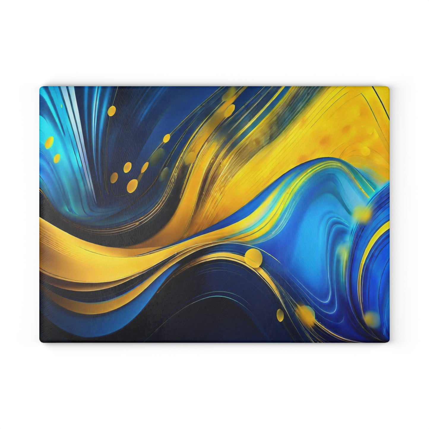 💙💛 Blue & Gold Abstract Cutting Board – Modern Elegance for Your Kitchen ✨