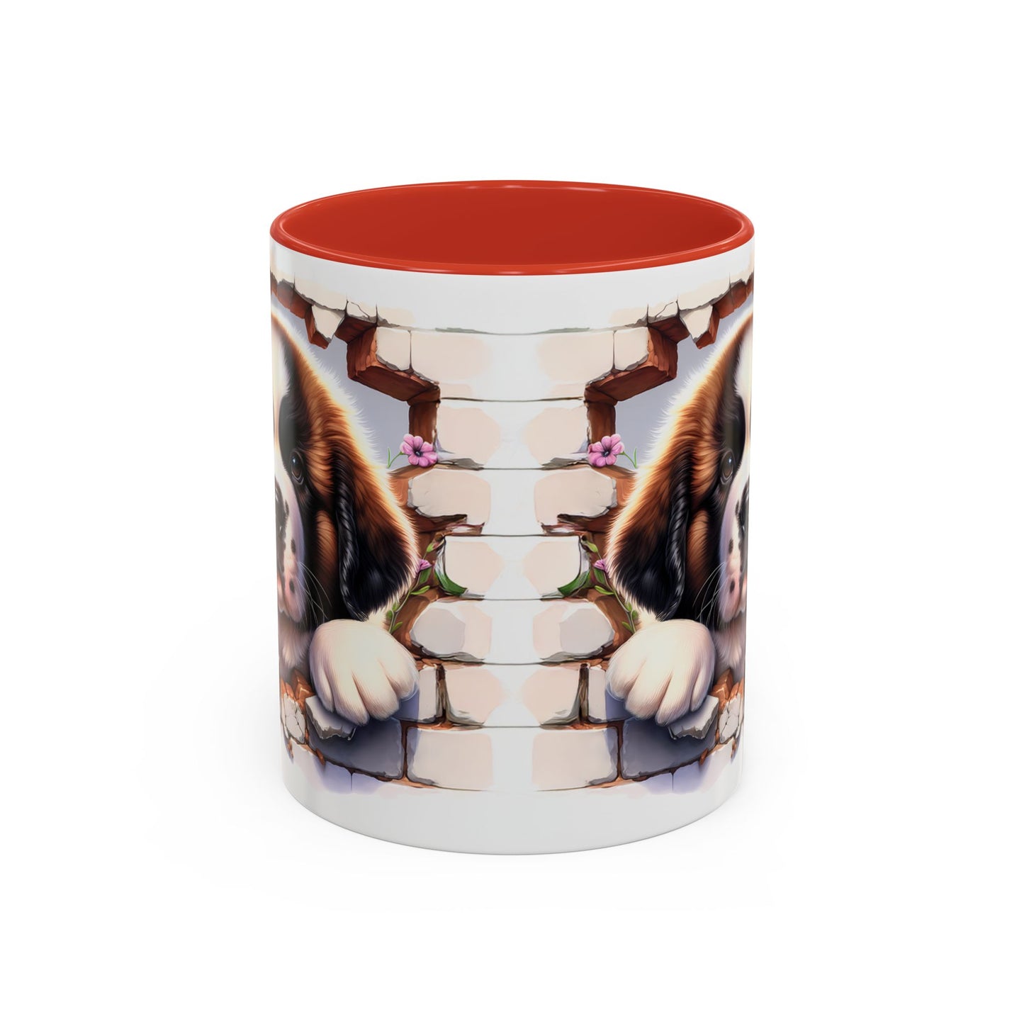 🐾☕ St. Bernard Puppy Peek Accent Mug – Gentle Giant Pup Lover Gift ✨❤️