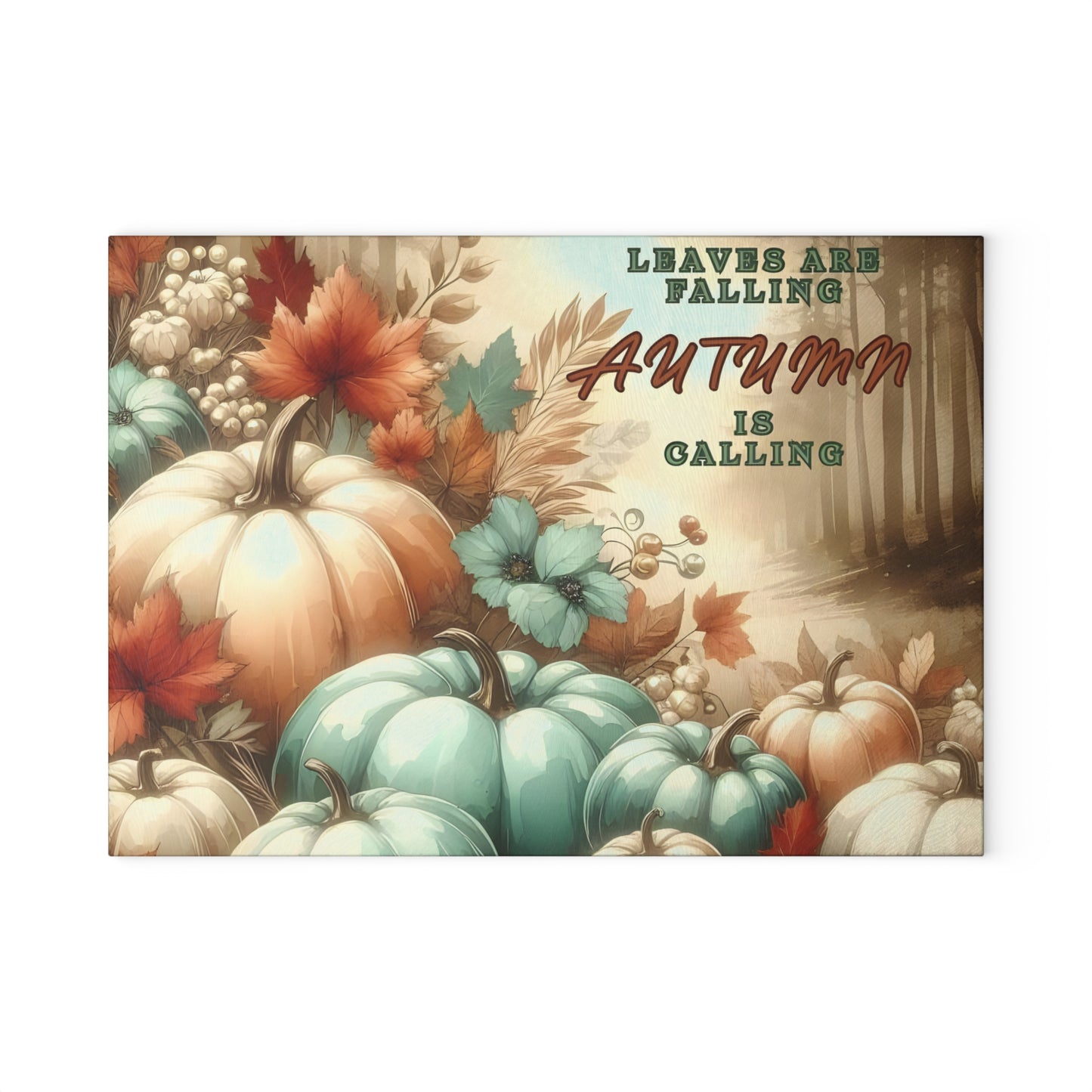 🍂 Leaves Are Falling, Autumn Is Calling – Pumpkin Art Glass Cutting Board