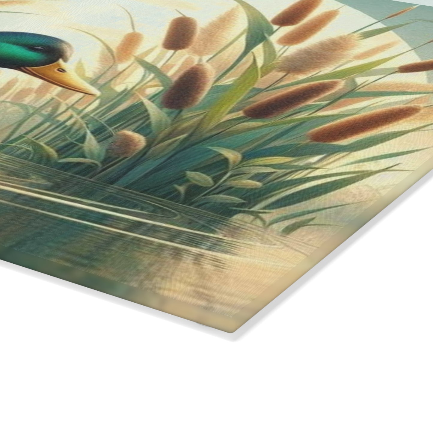 Serene Mallard in Reeds Cutting Board – Peaceful Lake & Nature Art