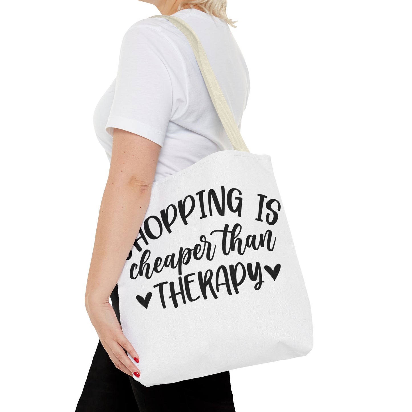 🛍️ Shopping Is Cheaper Than Therapy Tote Bag – Fun & Stylish Everyday Carry ❤️