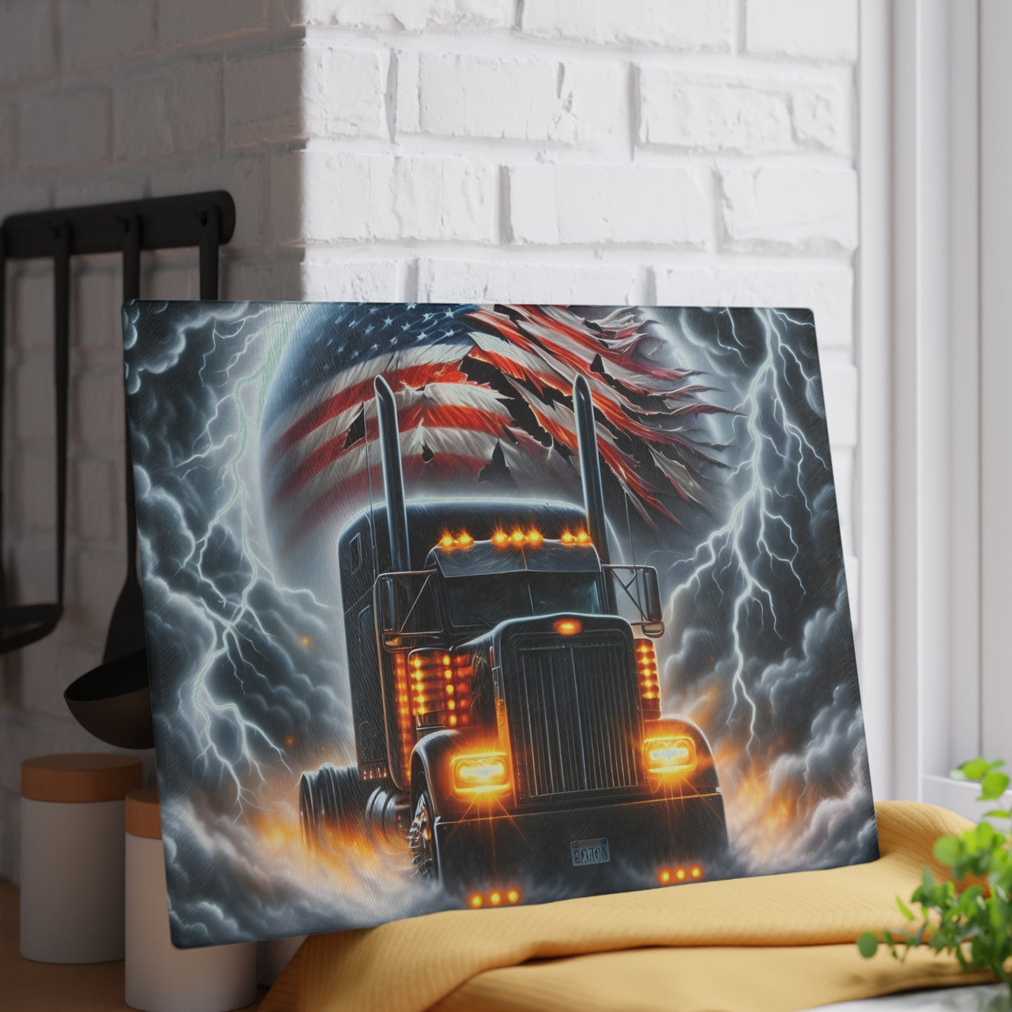 🚛⚡ American Trucker Storm Cutting Board – Power and Pride for Your Kitchen 🇺🇸