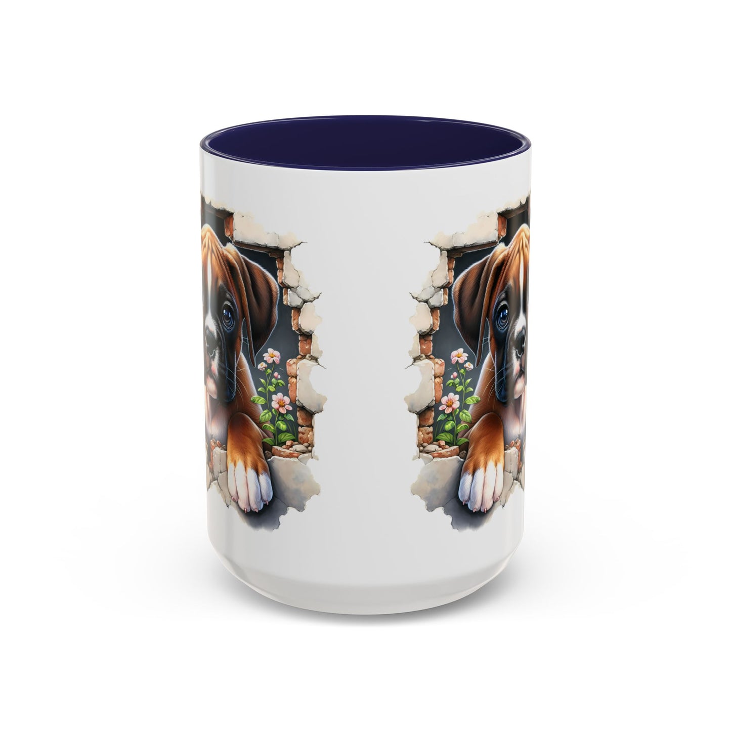 🐶☕ Boxer Puppy Peek Accent Mug – Adorable Dog Lover Gift ✨💛