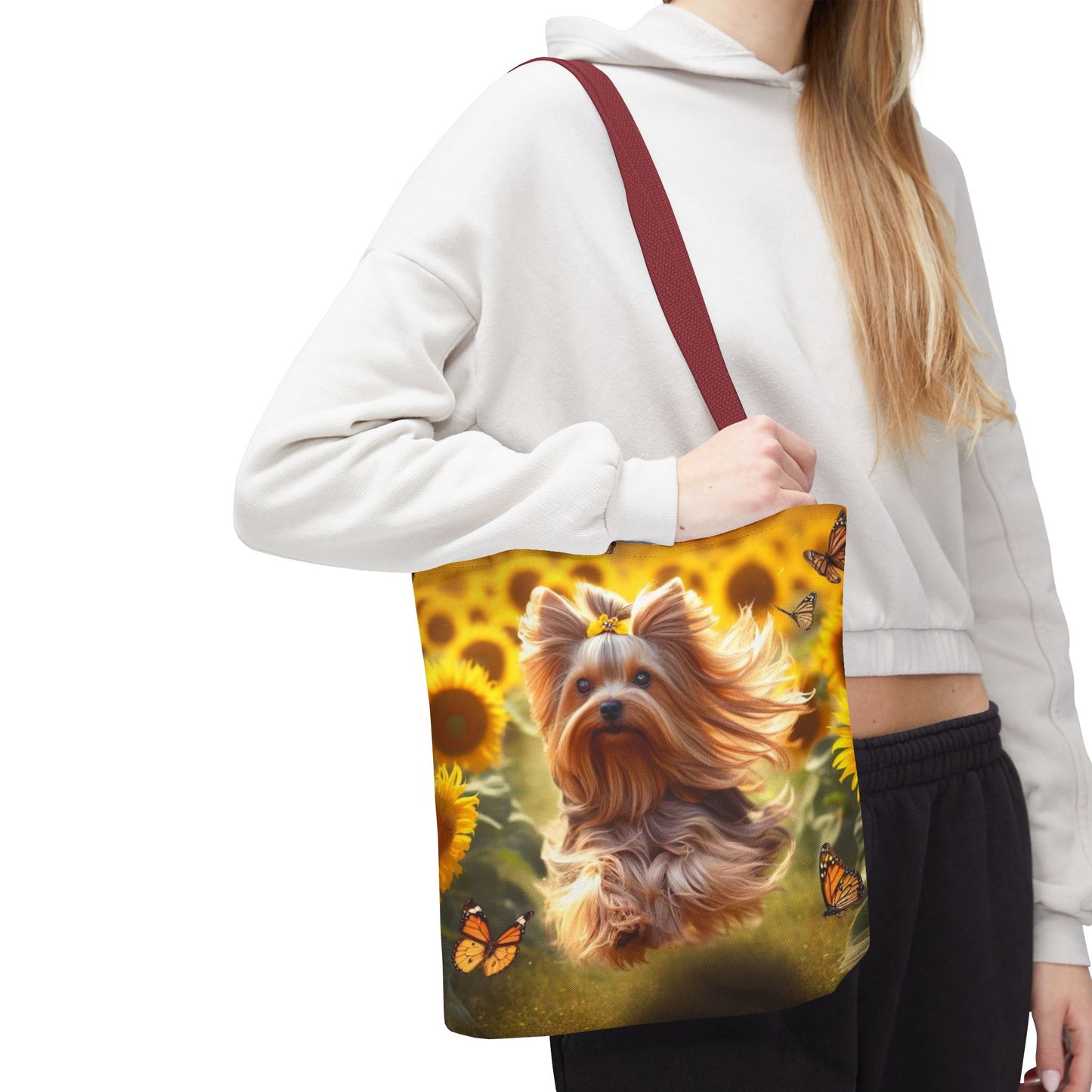 Adorable bolso de mano Yorkie: ¡perfecto para los amantes de los perros en movimiento!