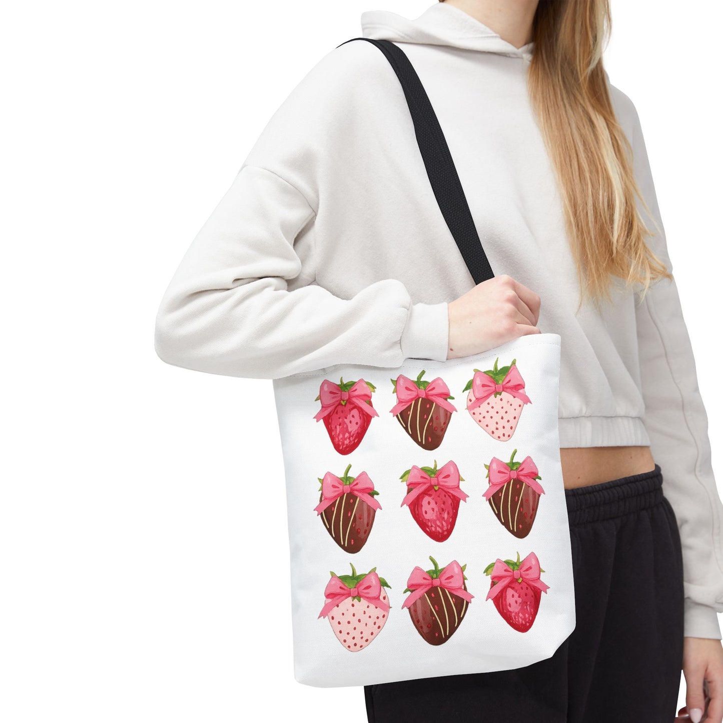 🍓 Chocolate-Covered Strawberry Tote Bag – Sweet, Stylish & Practical 🍫