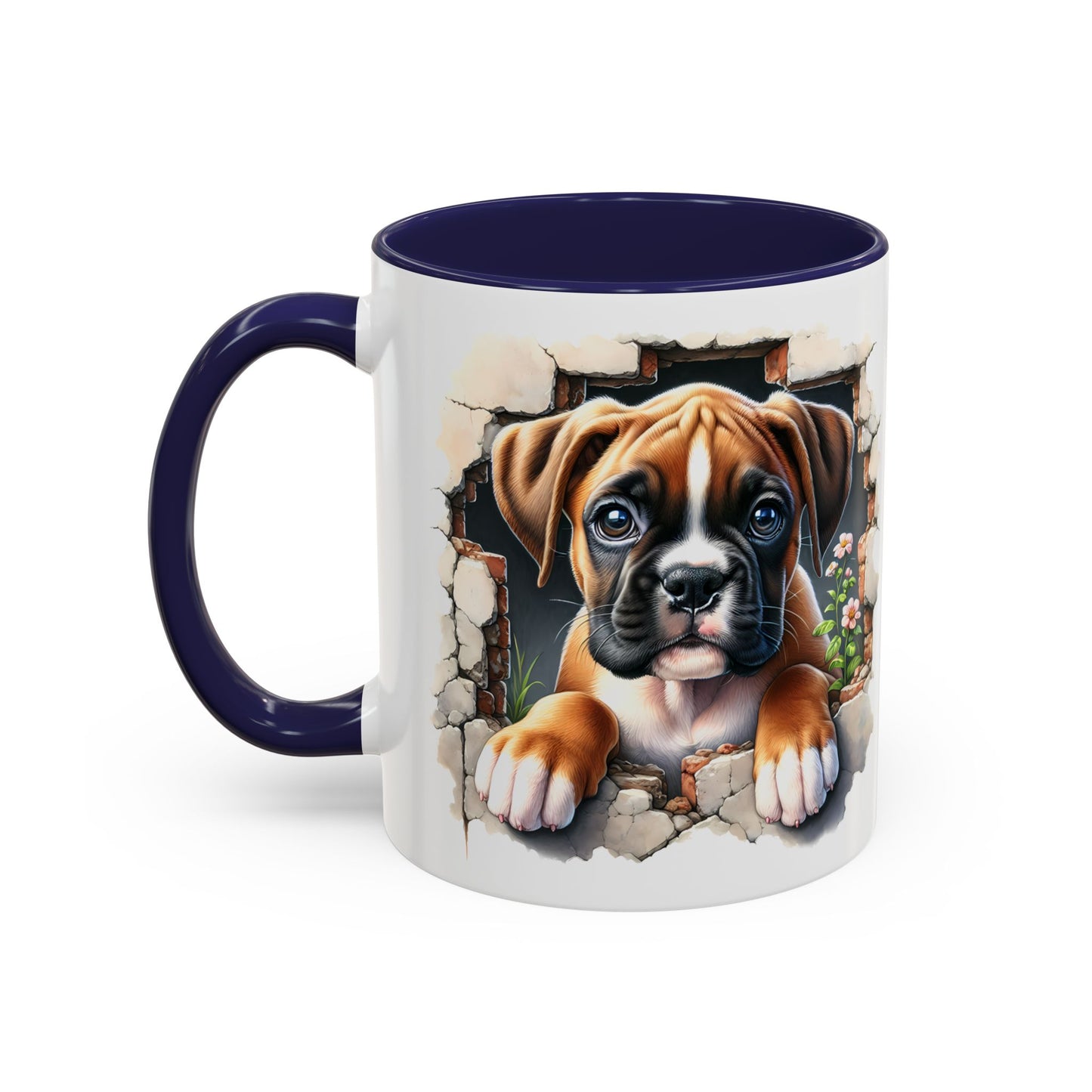 🐶☕ Boxer Puppy Peek Accent Mug – Adorable Dog Lover Gift ✨💛