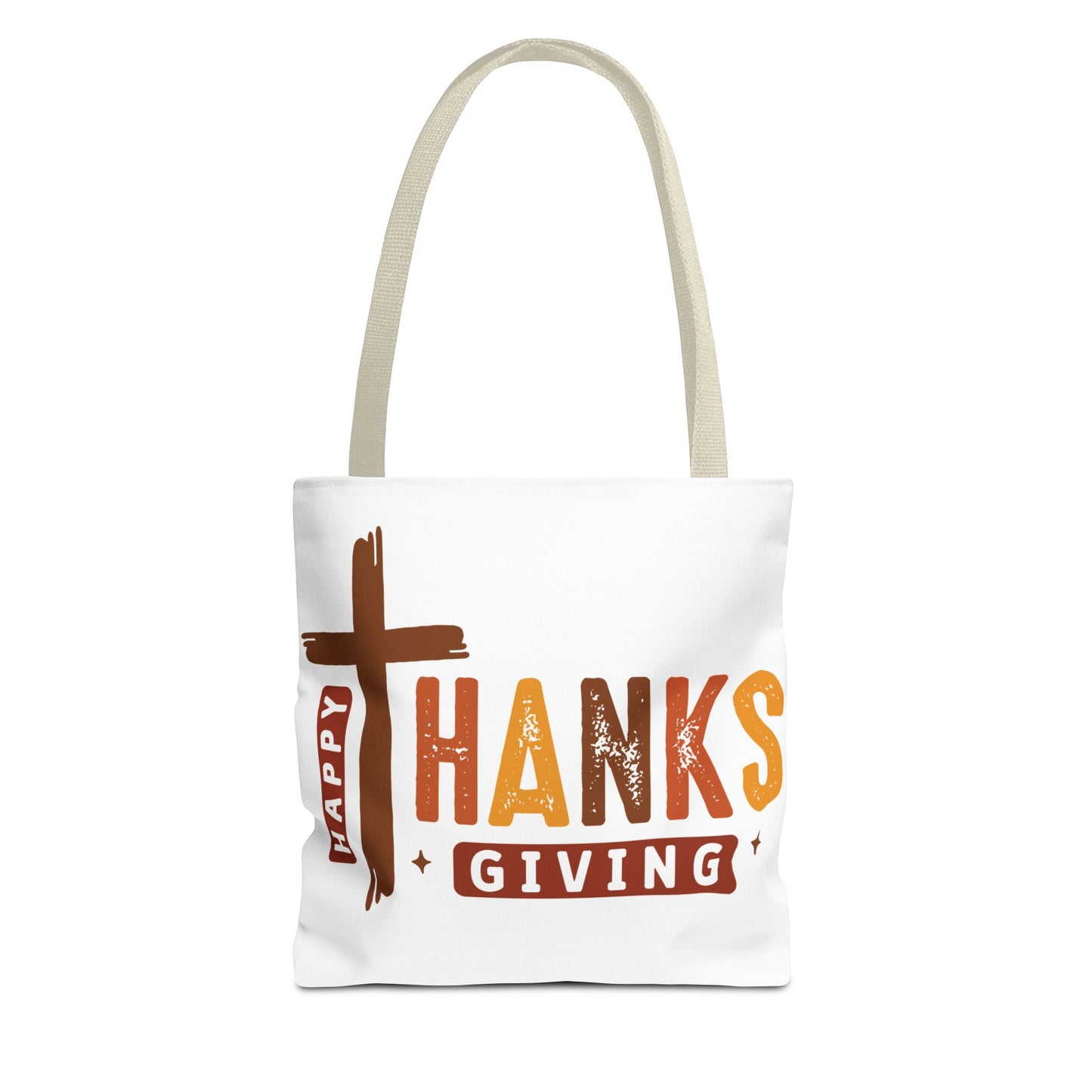 ✝️ Happy Thanksgiving Cross Tote – Faith & Gratitude in Fall Colors 🍂