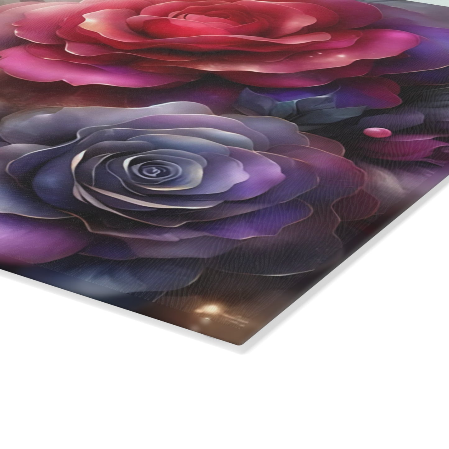Tabla de cortar de vidrio templado con rosas elegantes: decoración floral para la cocina, regalo único, tabla de cortar de vidrio, tabla para charcutería, tabla de cortar personalizada, flores