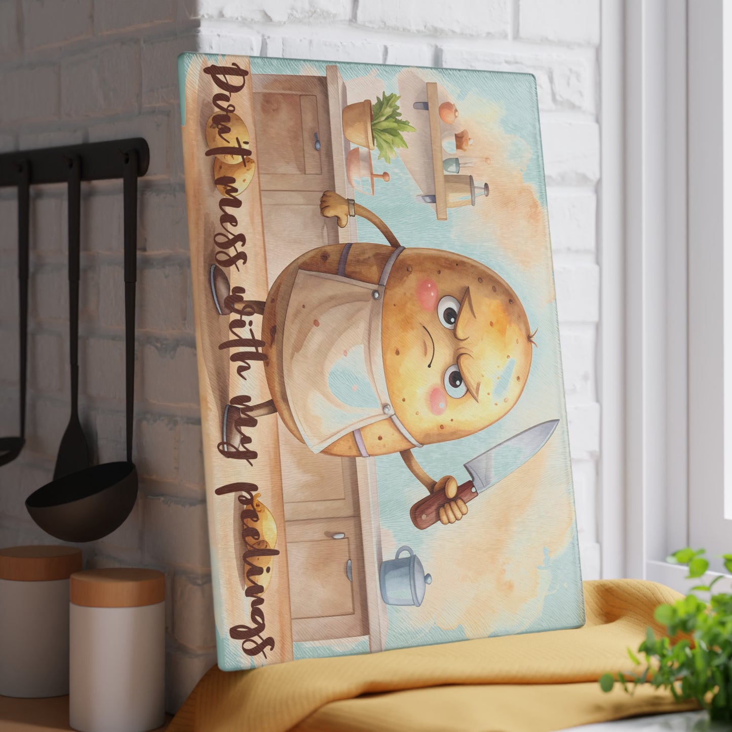 🥔 Don’t Mess With My Peelings – Funny Potato Cutting Board
