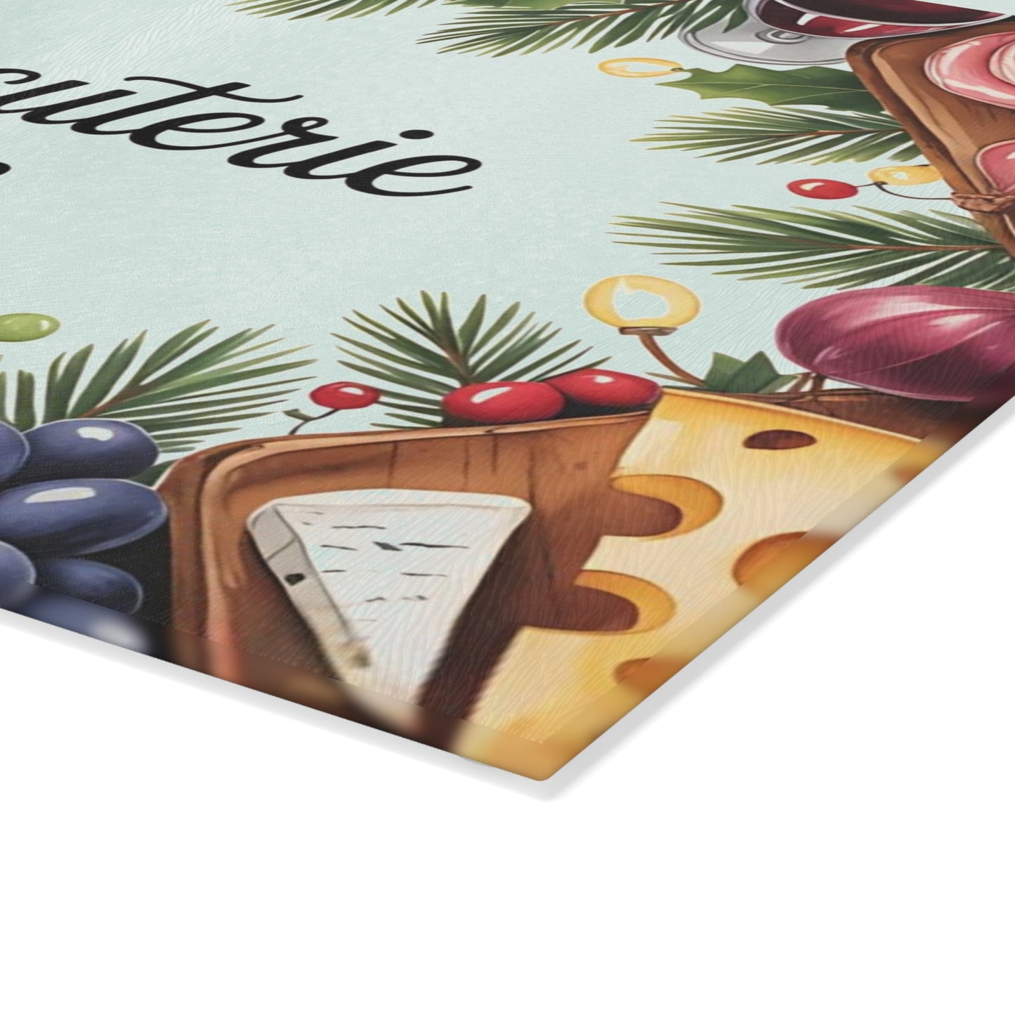 🧀🍇 “Snack Board Time” Glass Cutting Board – Festive Spread Vibes for Your Kitchen