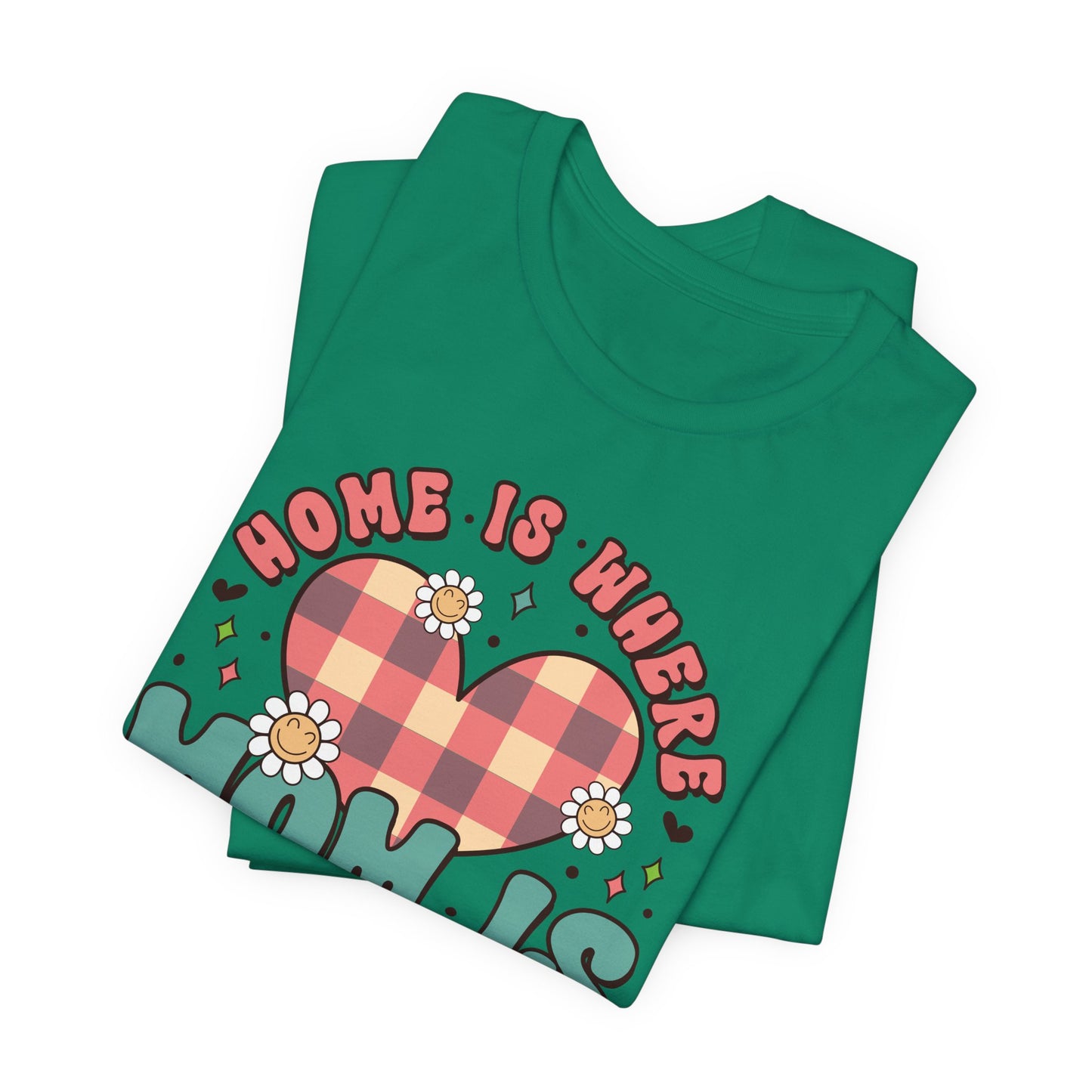 💐 Home Is Where Mom Is – Heart & Daisy Mom T-Shirt 🌸