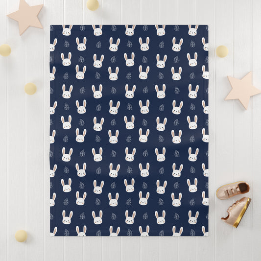 🐰 Velveteen Plush Bunny Blanket – Deep Navy