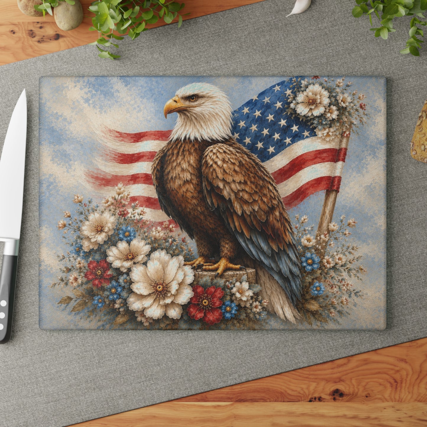 Patriotic Eagle Tempered Glass Cutting Board