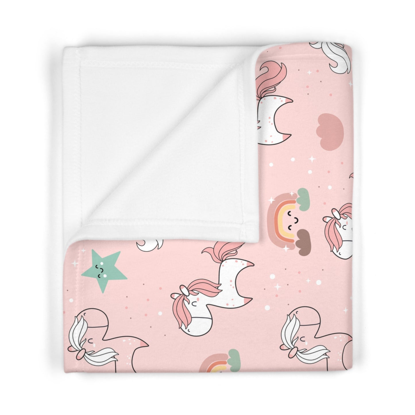 Pink Ponies & Rainbows Baby Blanket – Ultra-Soft Fleece 30″×40″ | Sweet Stars & Smiles