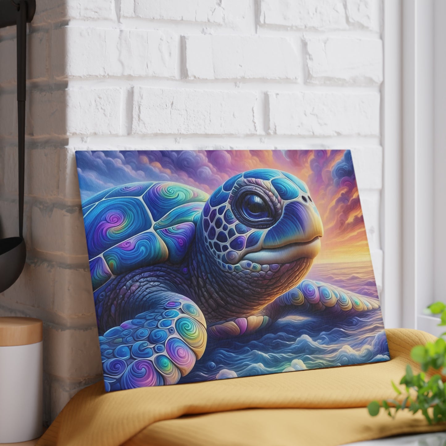 Up Close Sea Turtle Glass Cutting Board – Coastal Ocean Kitchen Décor