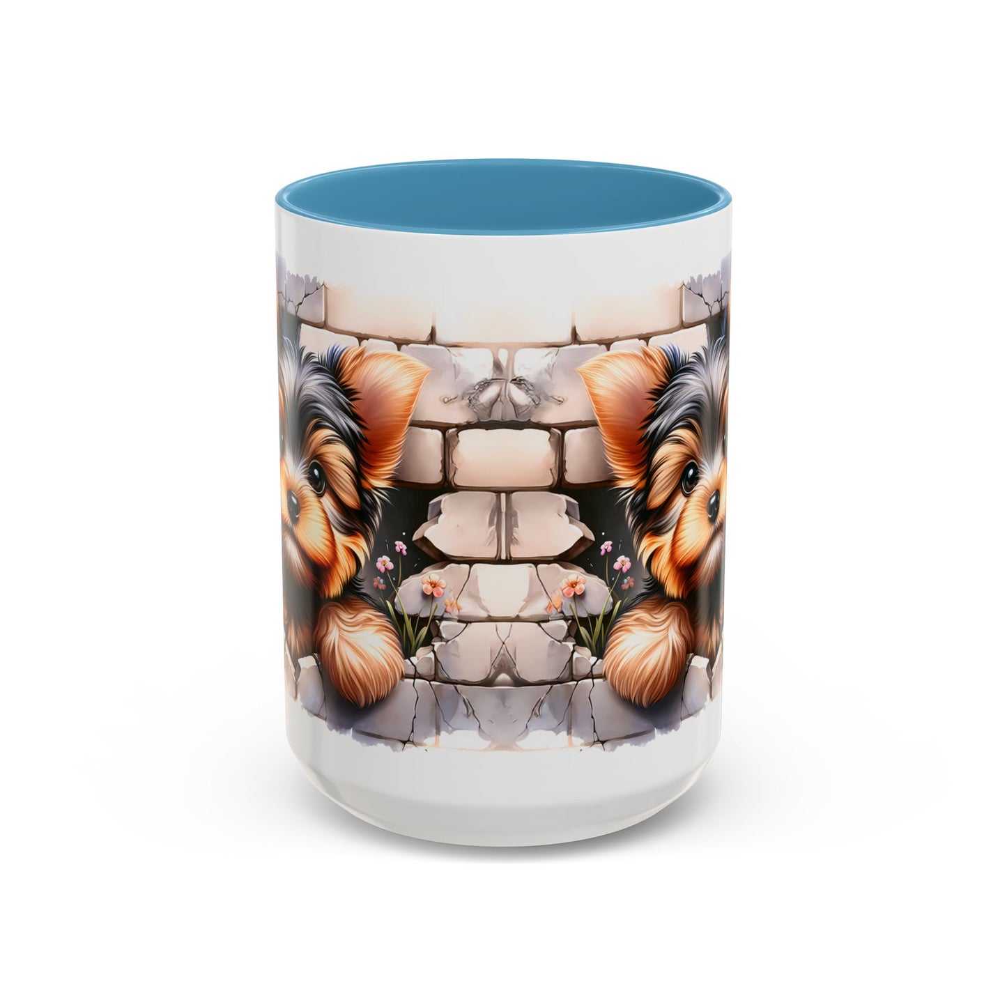 🎀🐶 Yorkie Puppy Accent Mug – Cute Peek-Through Dog Design for Animal Lovers ☕💖