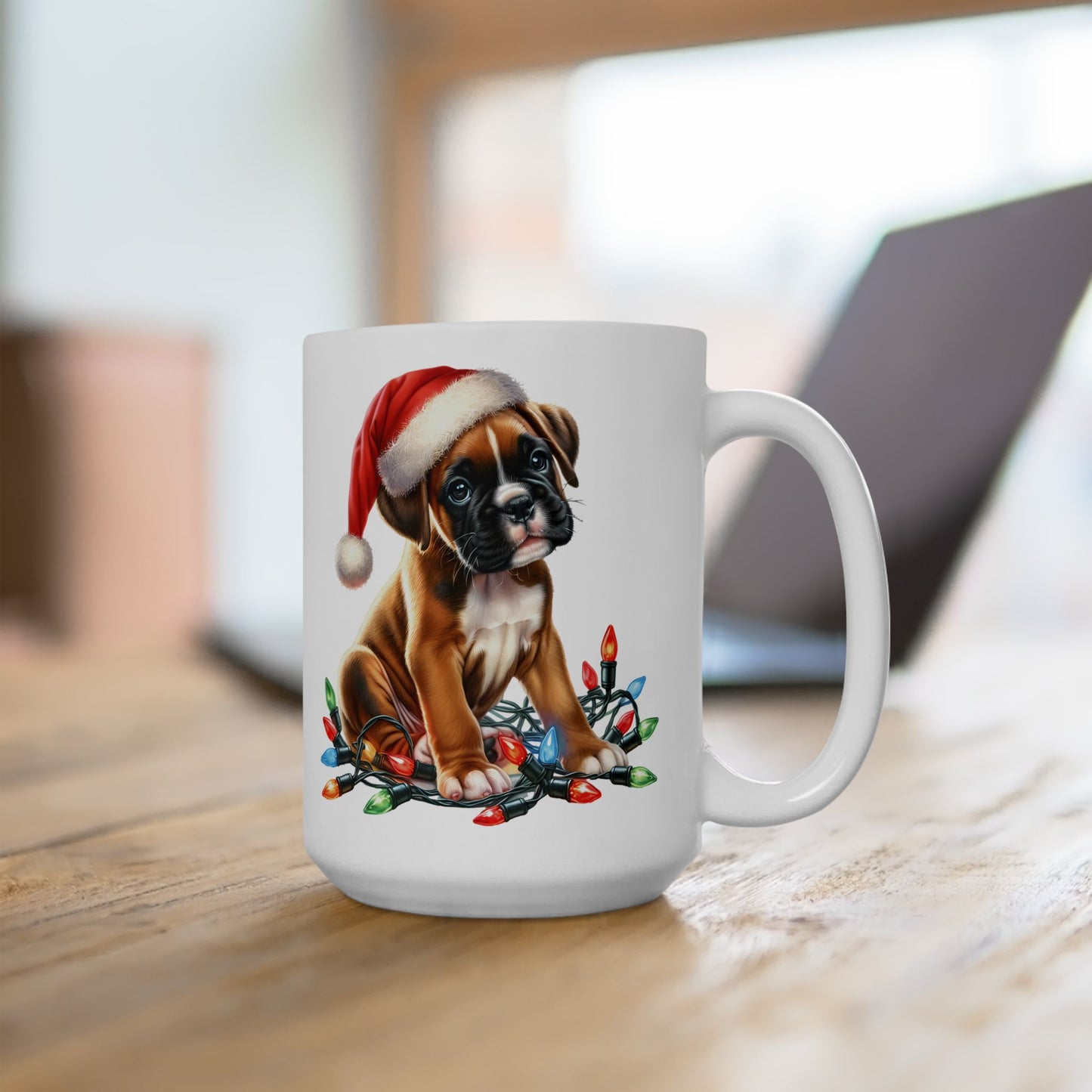 🐾 Boxer Christmas Lights Mug – Festive Cheer for Dog Lovers 🎄