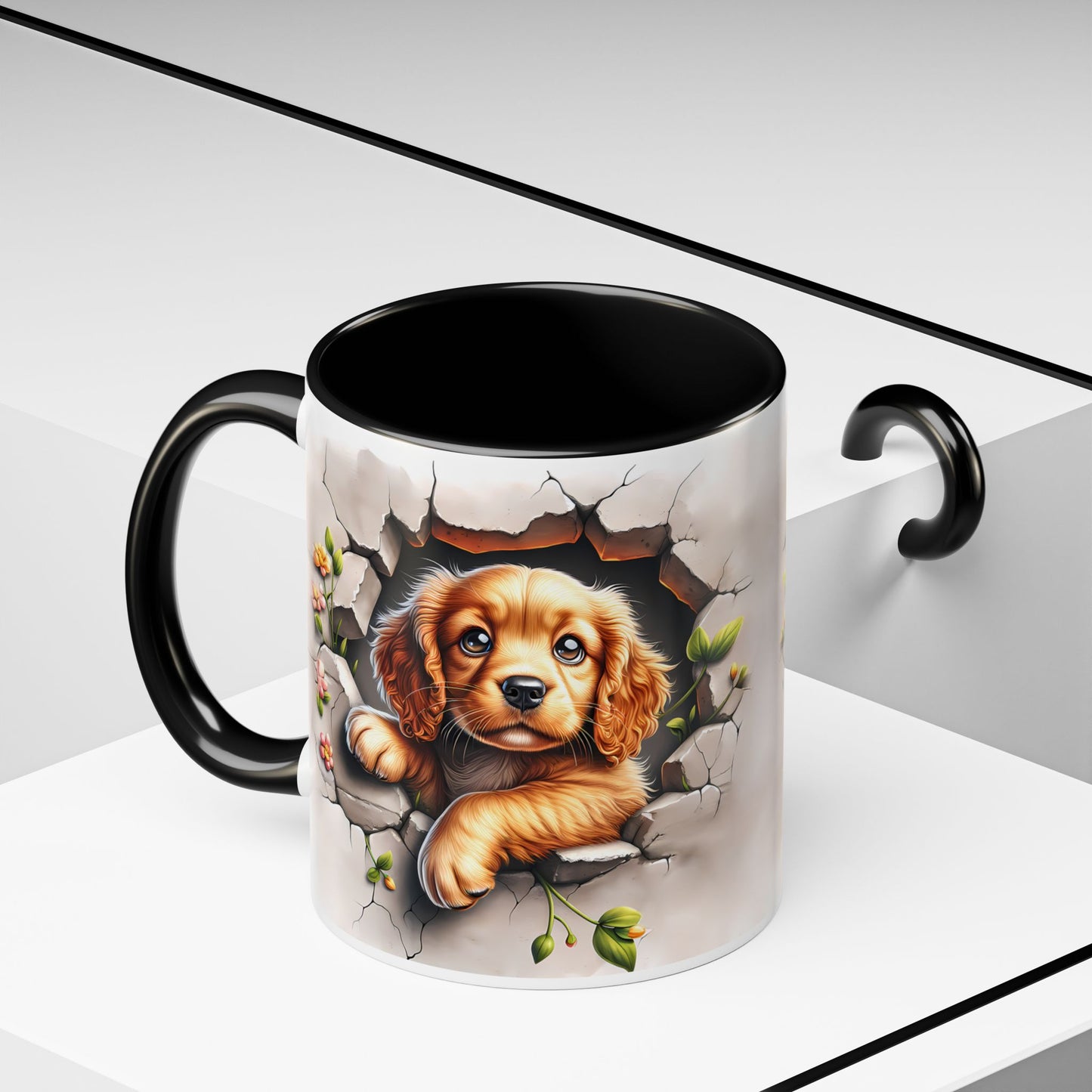 🐾 Cocker Spaniel Puppy Accent Mug – Sweet Fluffy Pup Coffee Cup ☕🤎