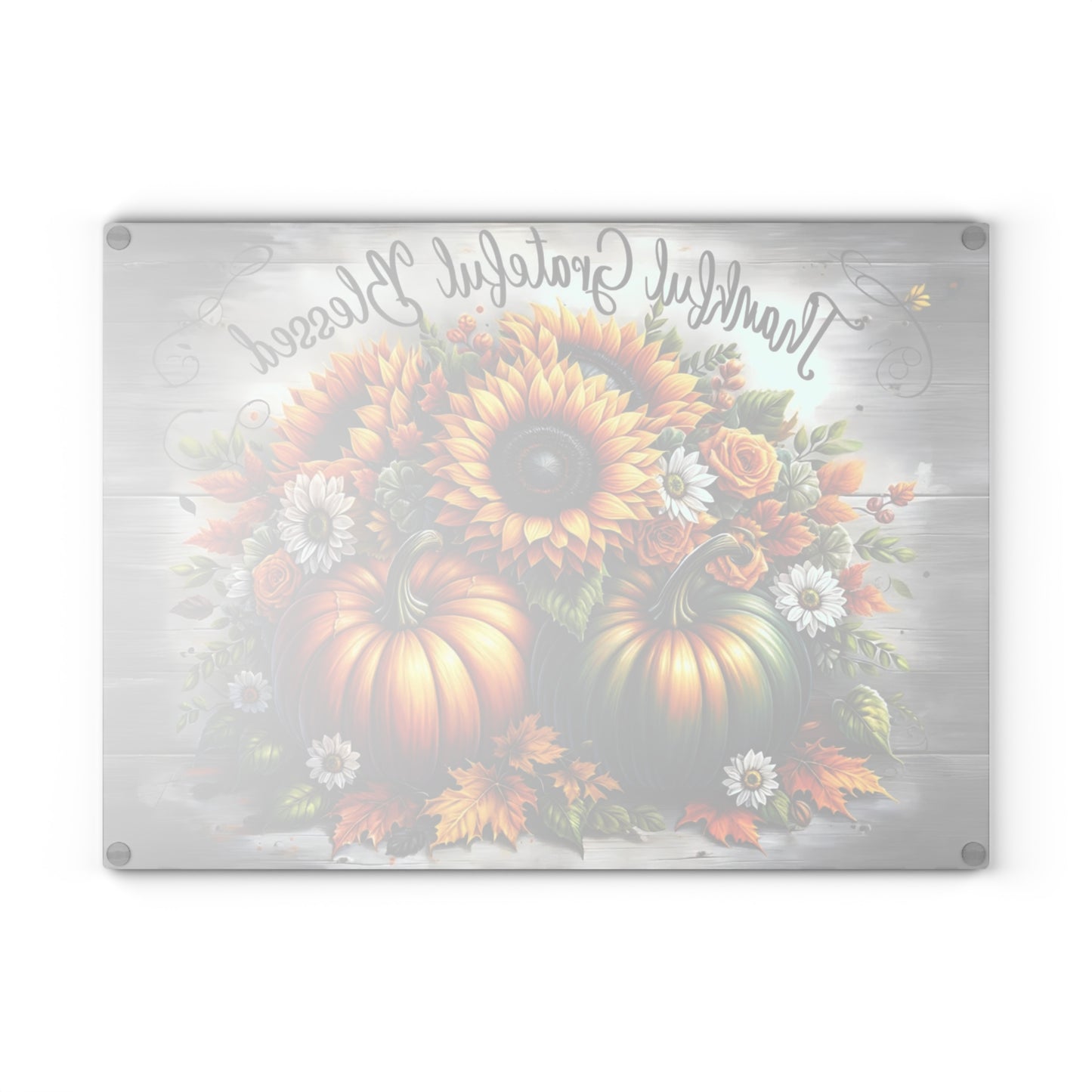 🌻🎃 Thankful Grateful Blessed Cutting Board – Autumn Sunflowers & Pumpkins for Seasonal Charm 🍁✨