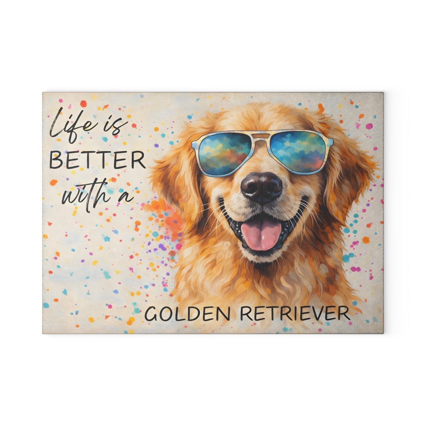 Golden Retriever Glass Cutting Board – Sunny Smiles & Kitchen Style
